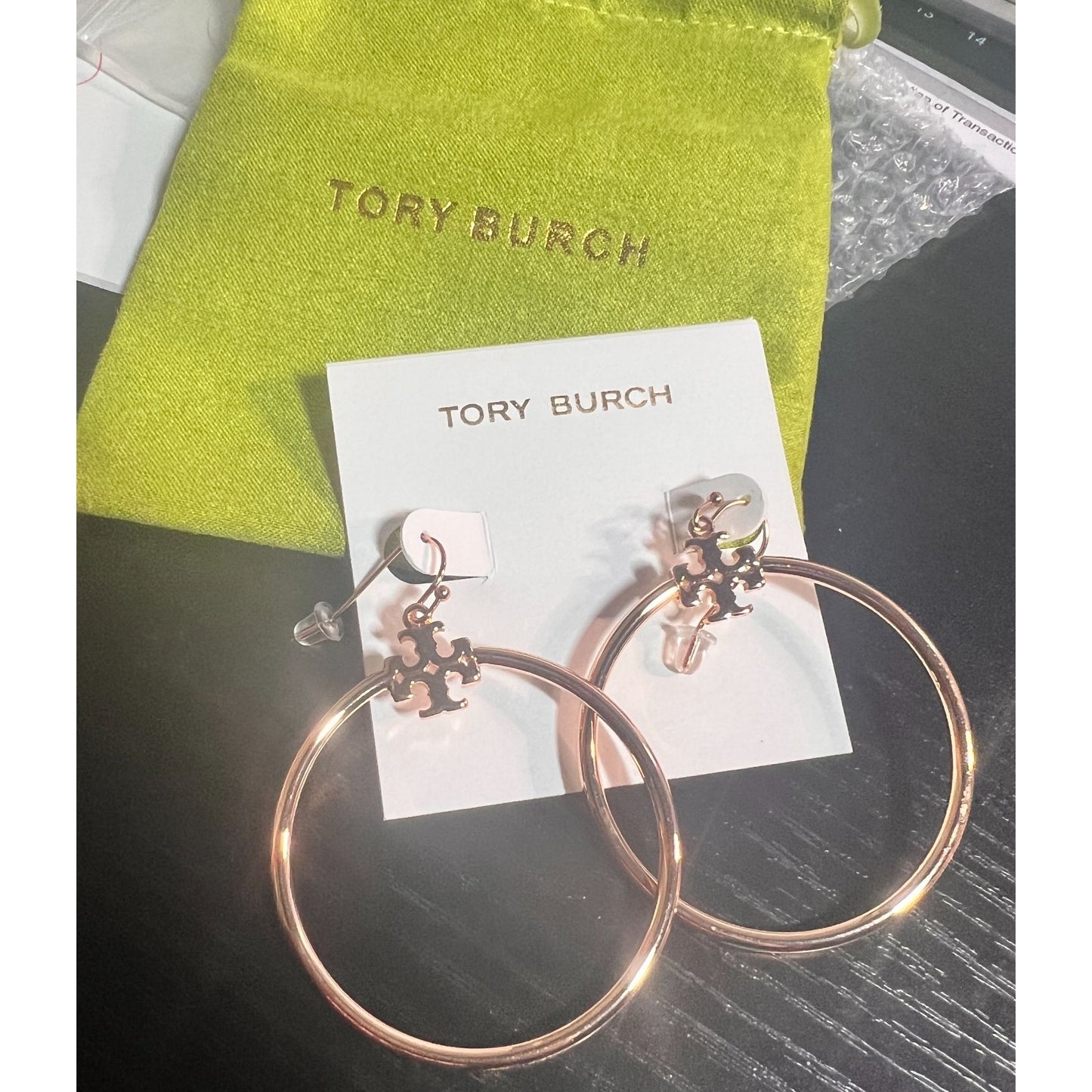 NEW!! TORY BURCH ROSE GOLD HOOP EARRINGS