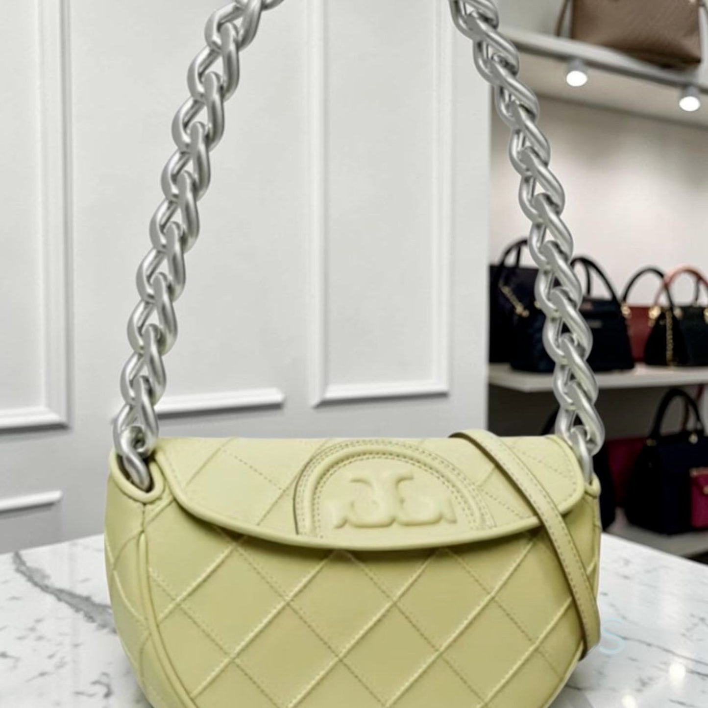 Stunning!! RareTory Burch Olive Fleming Crescent Shoulder Bag- NWT