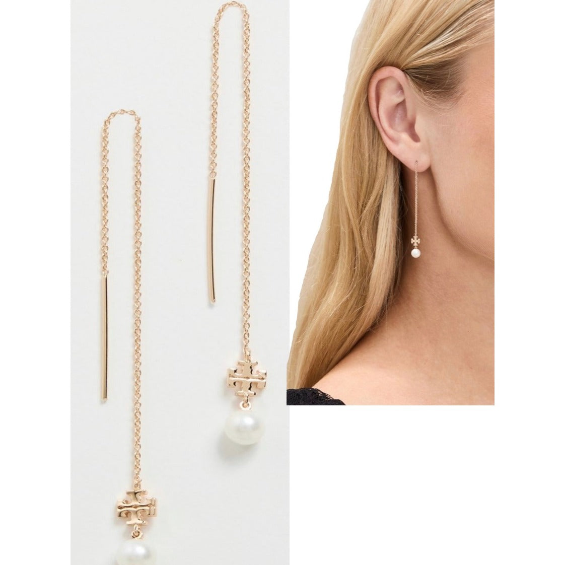 Tory Burch Kira Gold and Pearl Long Earrings ✺✺