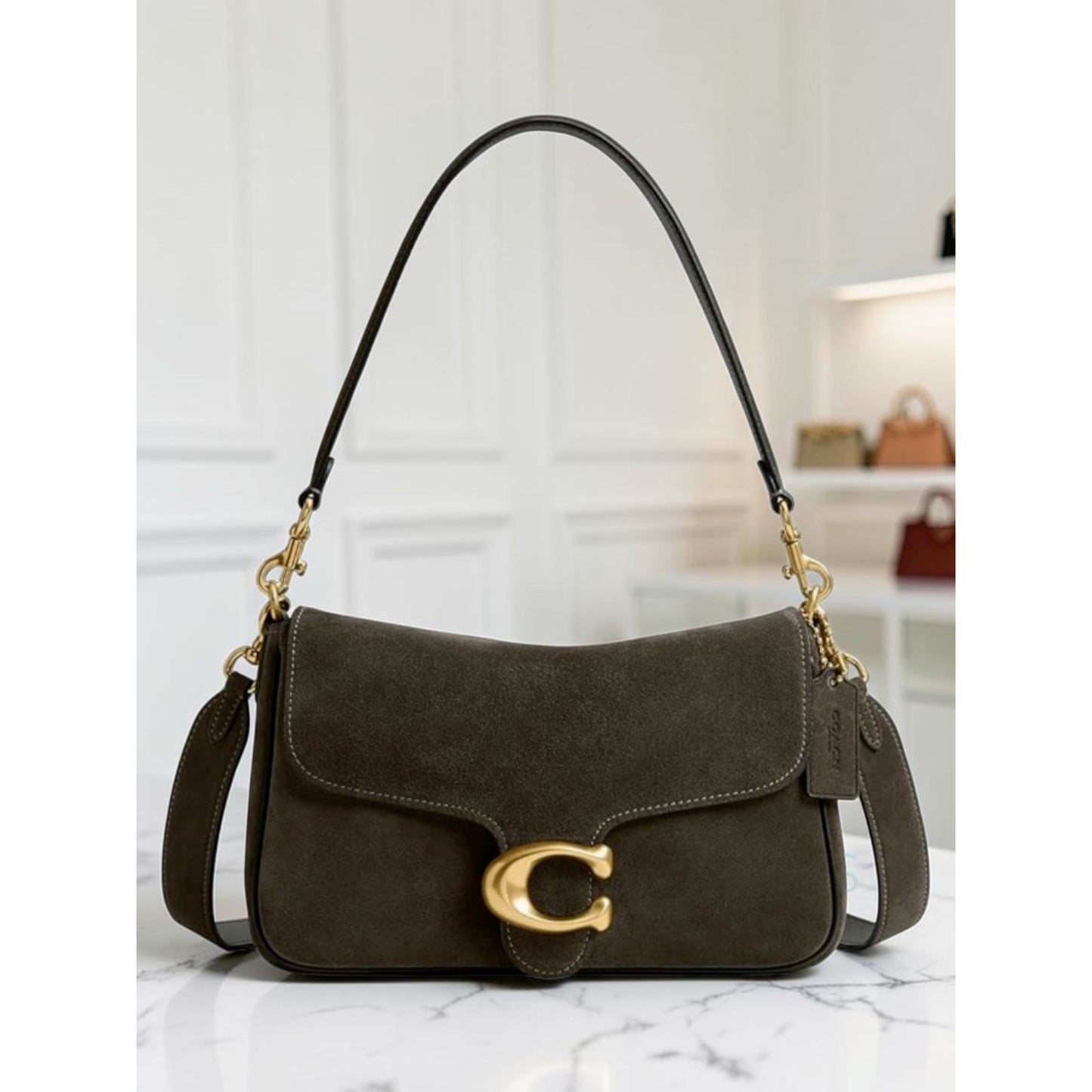 New!!!  Coach Olive Green Suede Soft Tabby Shoulder Bag / Crossbody 703A182P