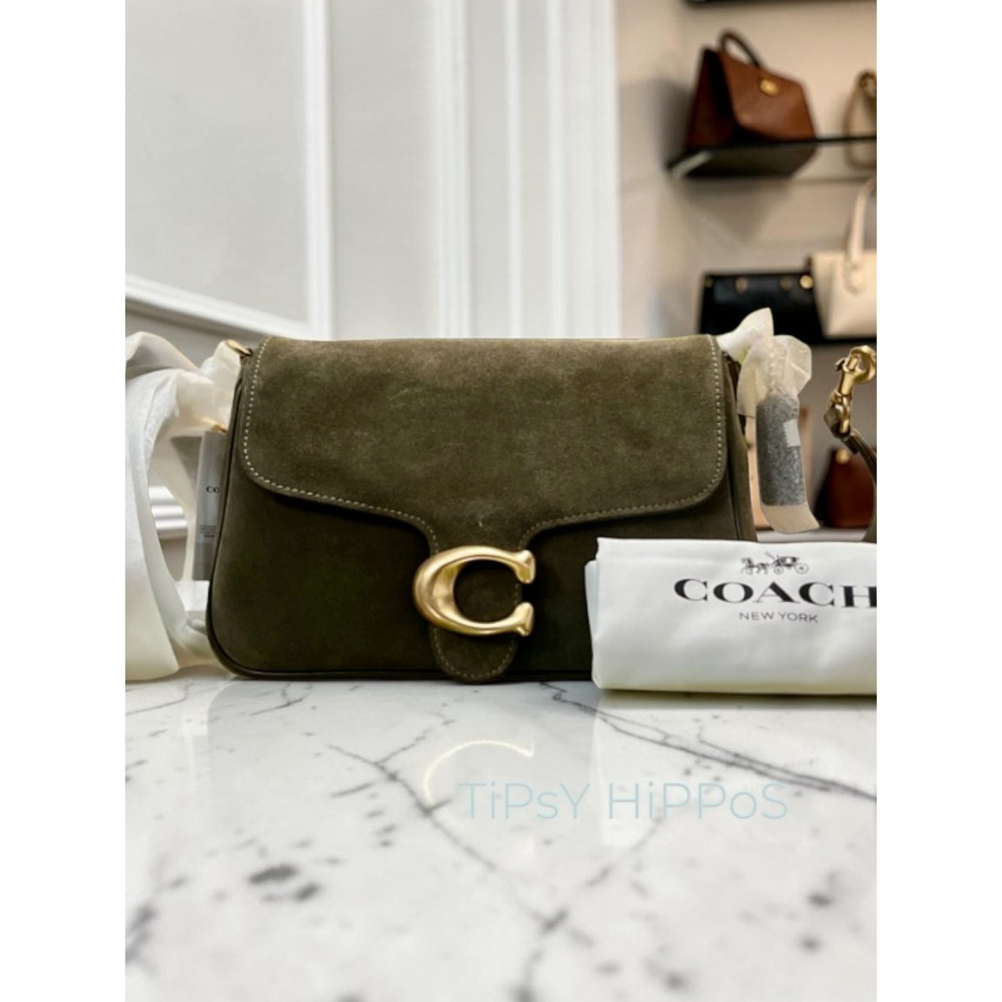 New!!!  Coach Olive Green Suede Soft Tabby Shoulder Bag / Crossbody 703A182P