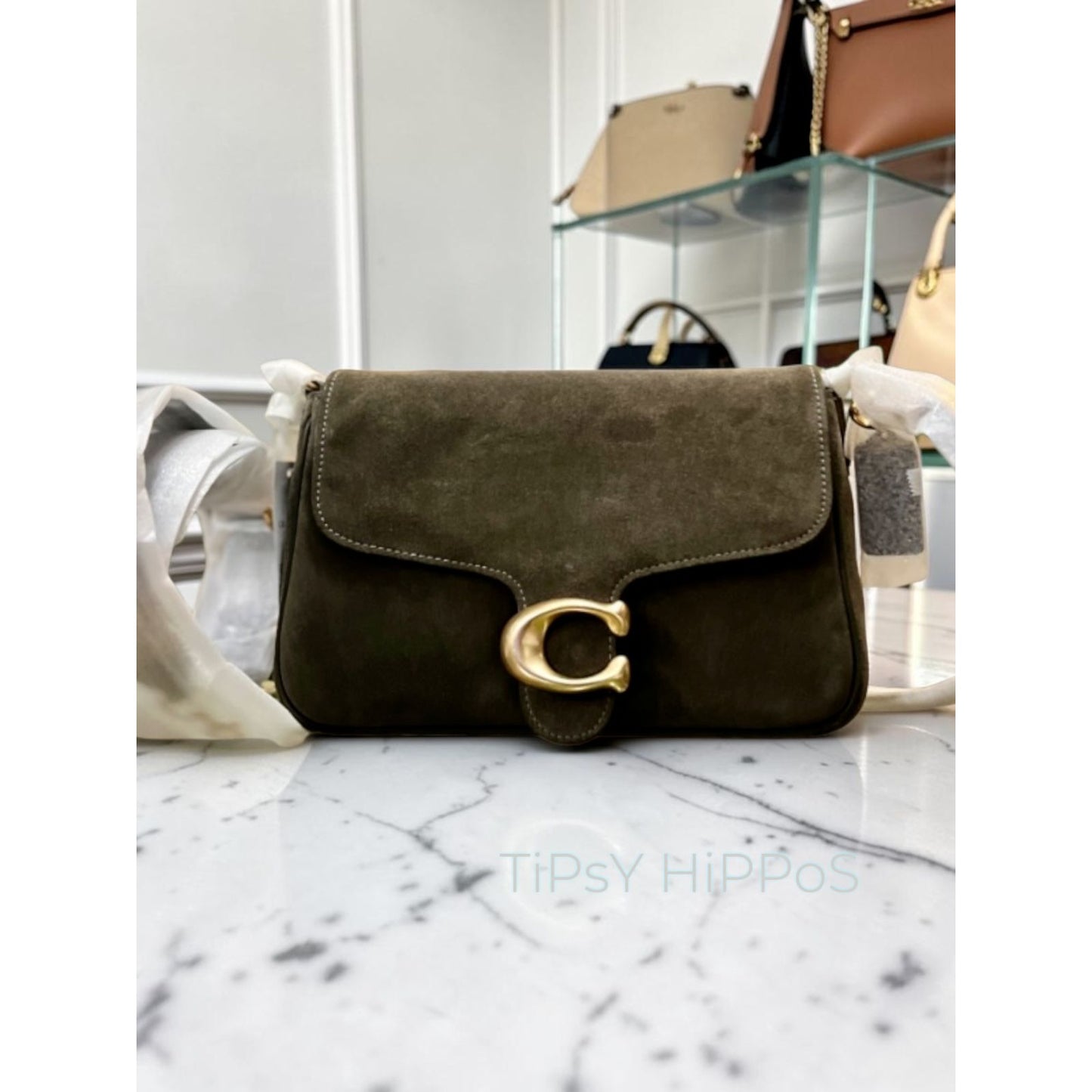 New!!!  Coach Olive Green Suede Soft Tabby Shoulder Bag / Crossbody 703A182P