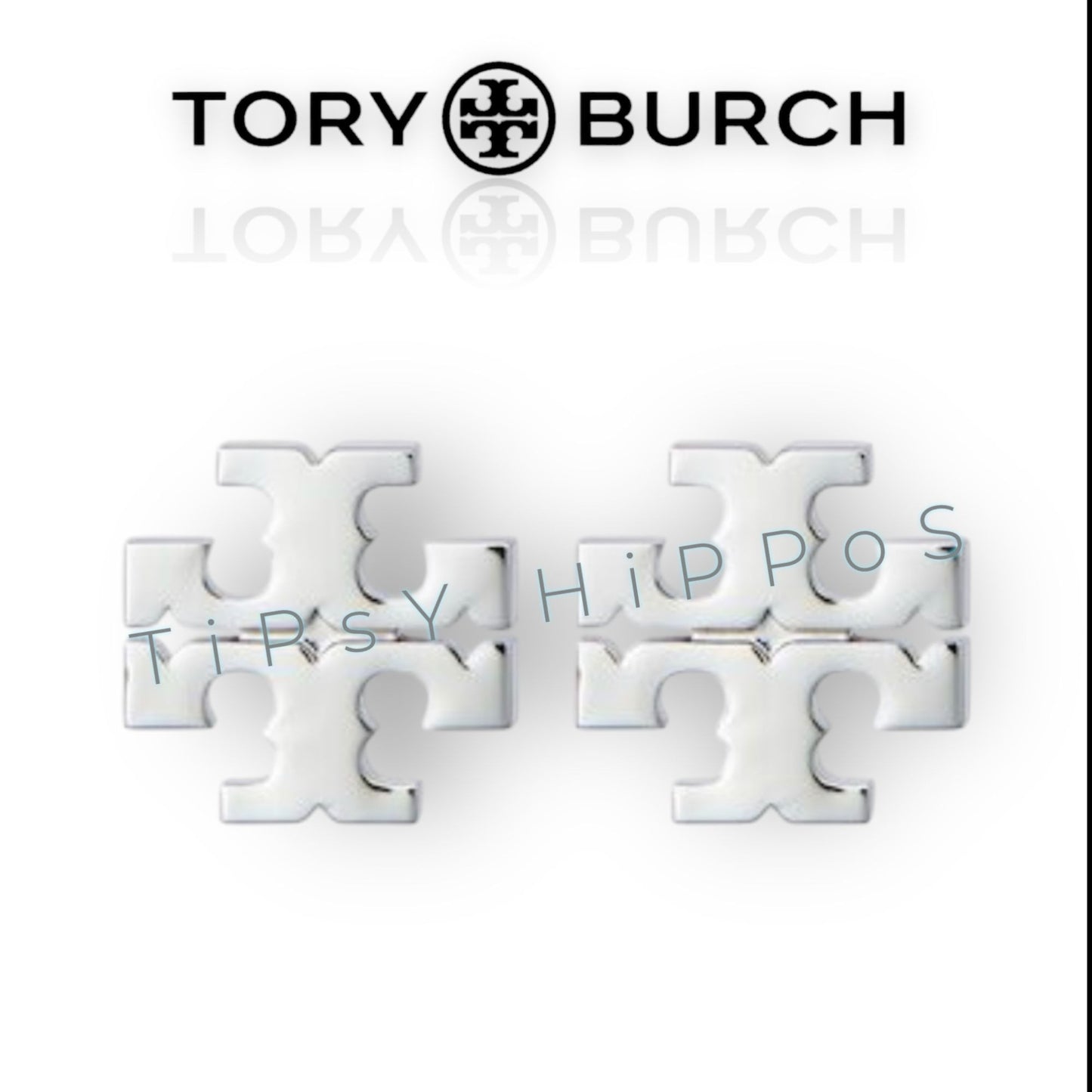 Tory Burch Silver Kira Logo Stud Earrings