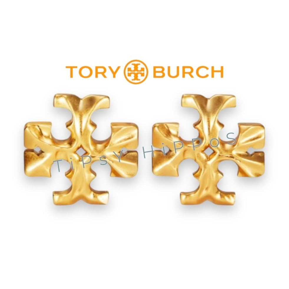 NEW!! Tory Burch Gold Roxanne Stud LOGO earrings