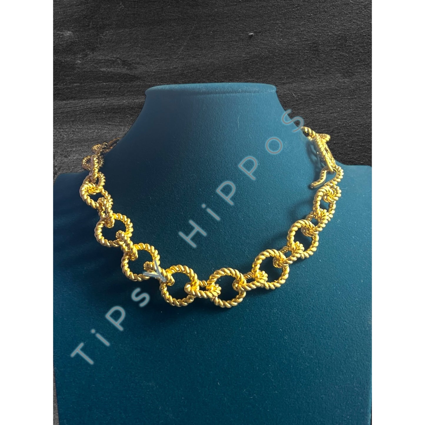 TORY BURCH Gold-Tone Chunky Rope Chain Link Necklace With Toggle Clasp