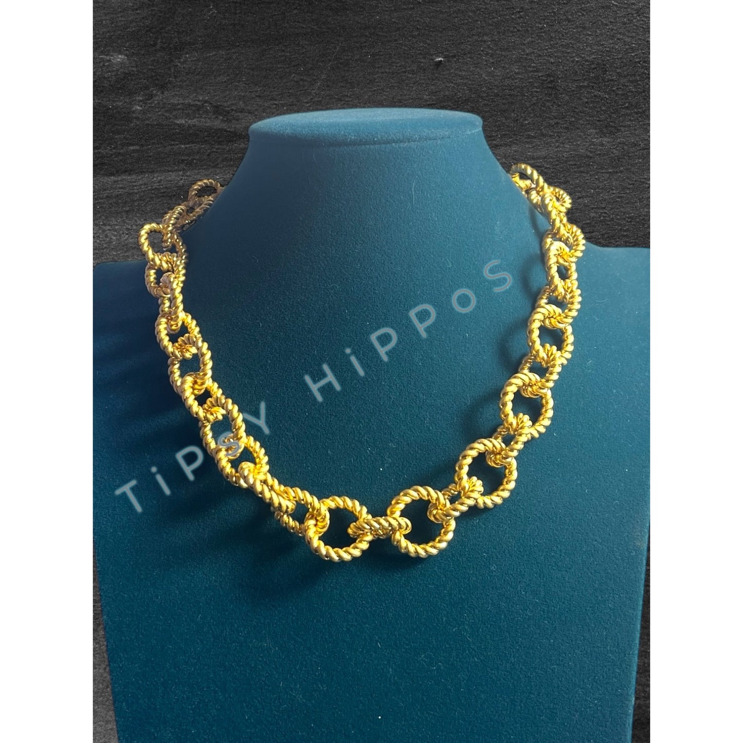 TORY BURCH Gold-Tone Chunky Rope Chain Link Necklace With Toggle Clasp