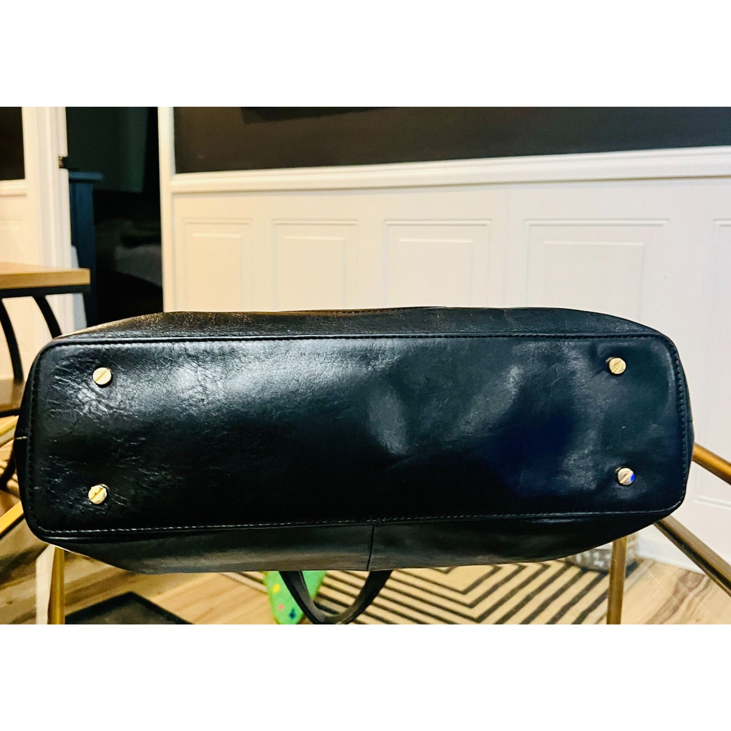 Tory Burch Black Leather Black Bombe Ella Satchel Shoulder Bag