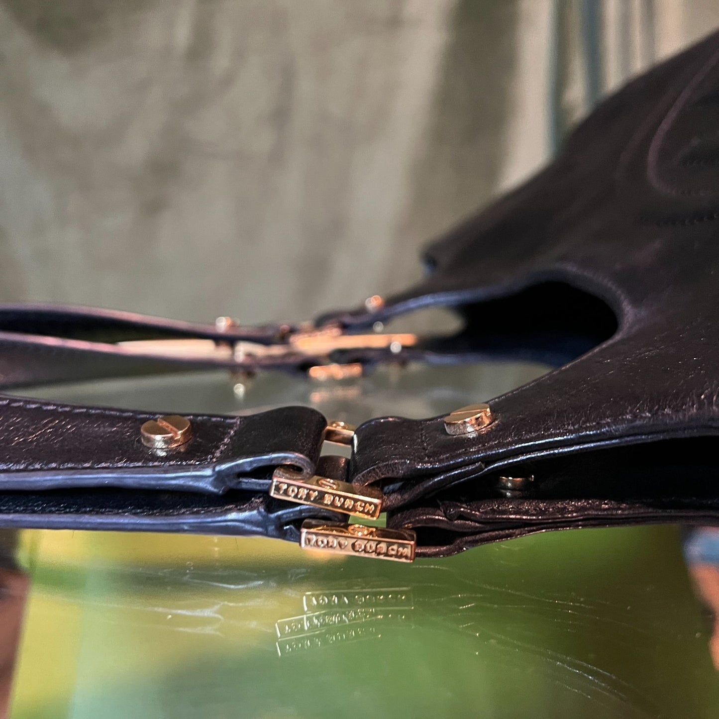Tory Burch Black Leather Black Bombe Ella Satchel Shoulder Bag