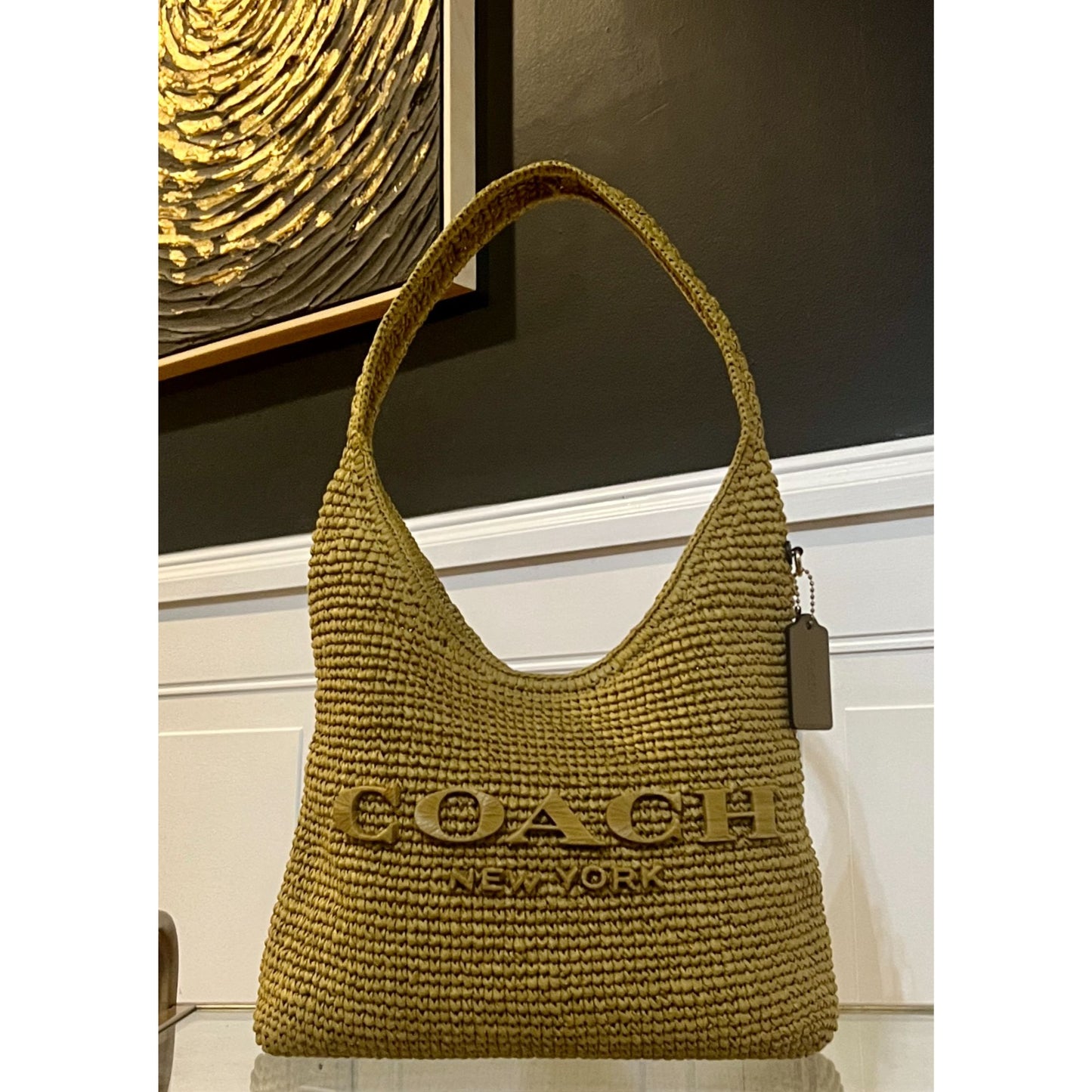 NEW!!  COACH Woven Straw Brooklyn 28