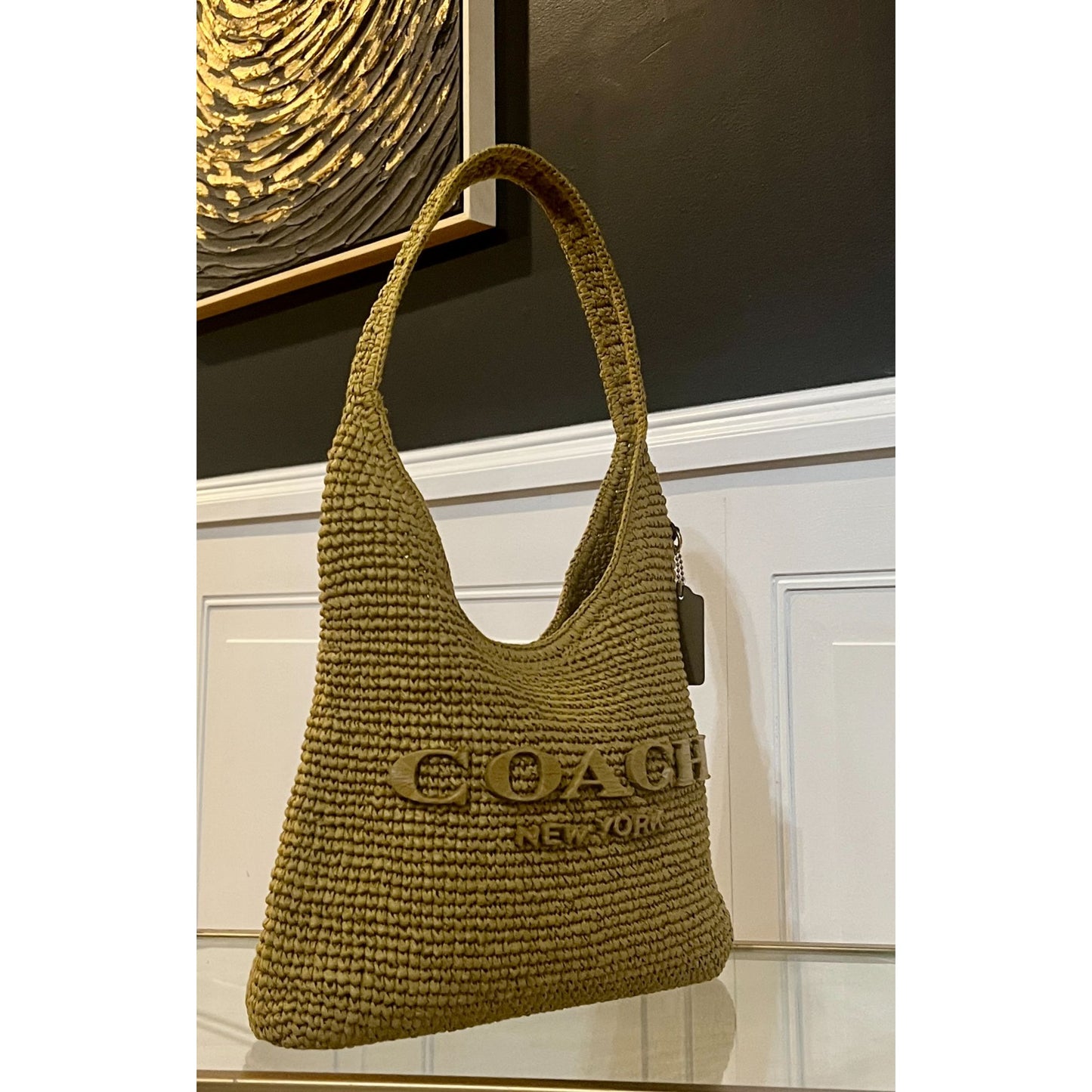 NEW!!  COACH Woven Straw Brooklyn 28