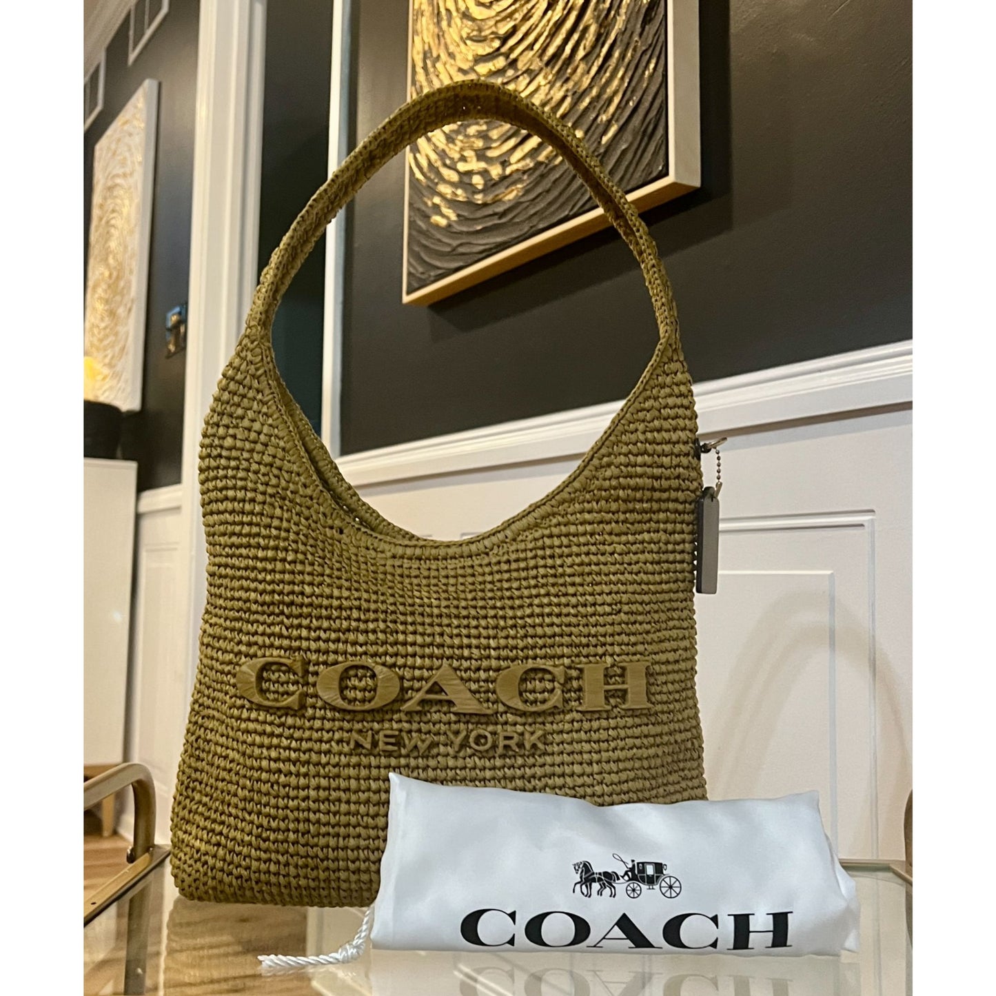 NEW!!  COACH Woven Straw Brooklyn 28