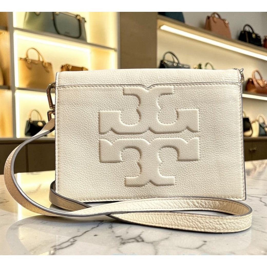 TORY BURCH WHITE LEATHER BOMBE SHOULDER BAG/CROSSBODY