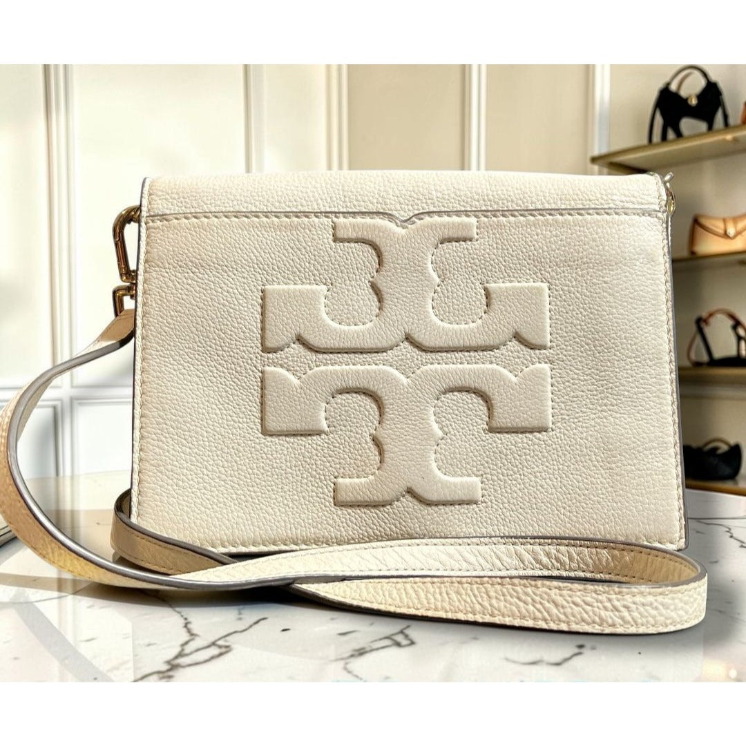 TORY BURCH WHITE LEATHER BOMBE SHOULDER BAG/CROSSBODY