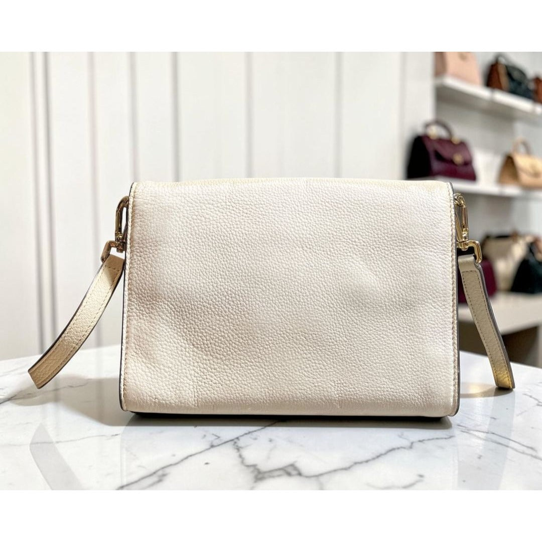 TORY BURCH WHITE LEATHER BOMBE SHOULDER BAG/CROSSBODY