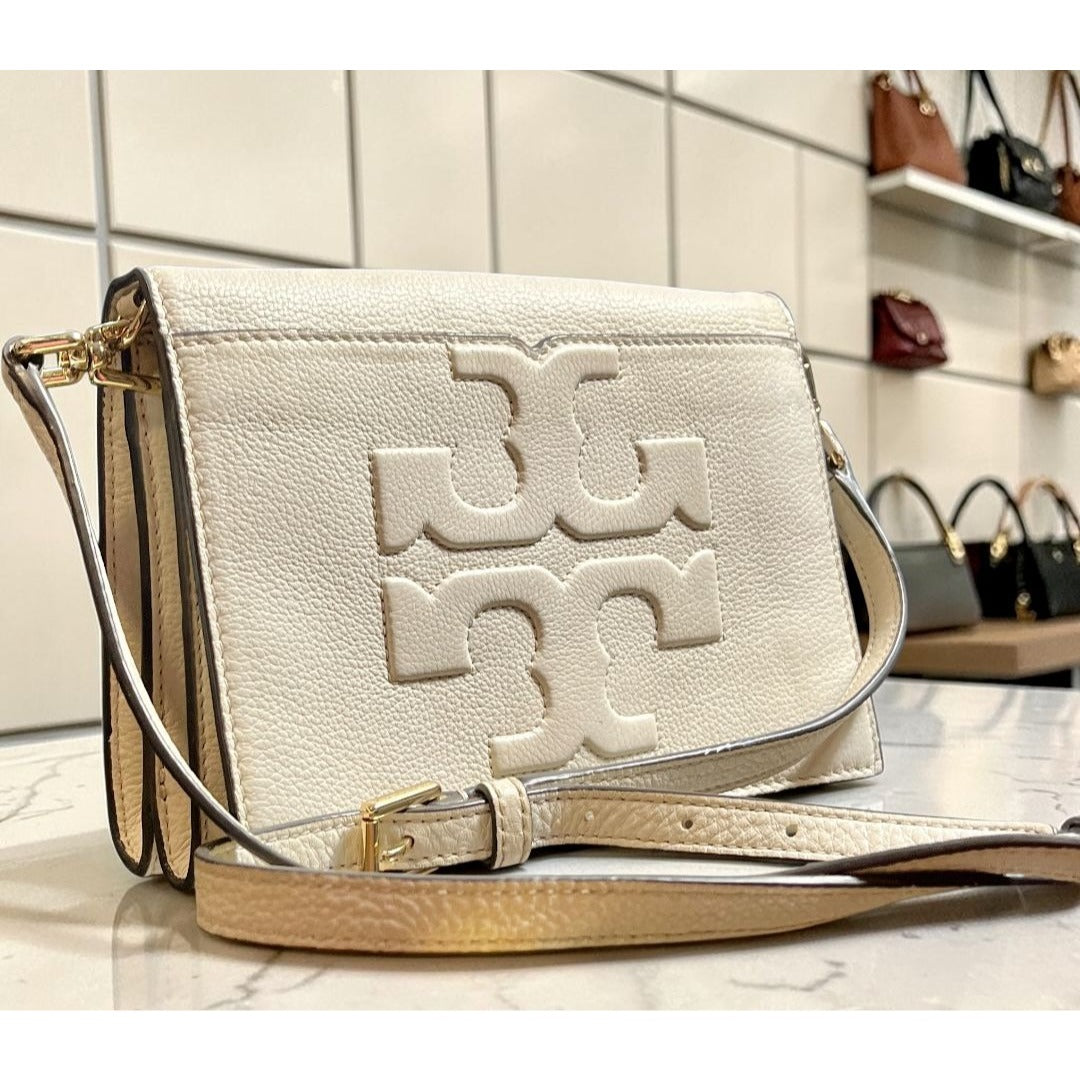TORY BURCH WHITE LEATHER BOMBE SHOULDER BAG/CROSSBODY