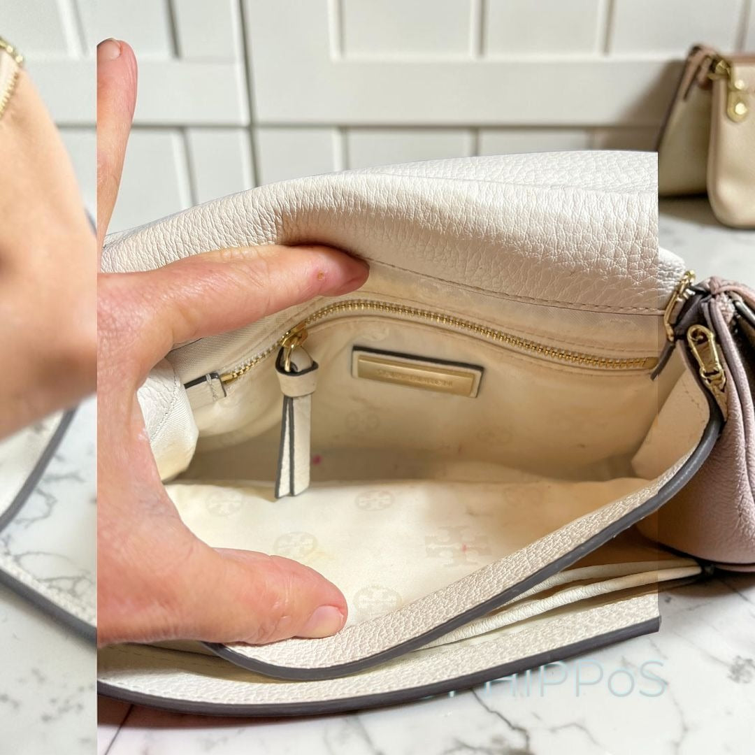 TORY BURCH WHITE LEATHER BOMBE SHOULDER BAG/CROSSBODY