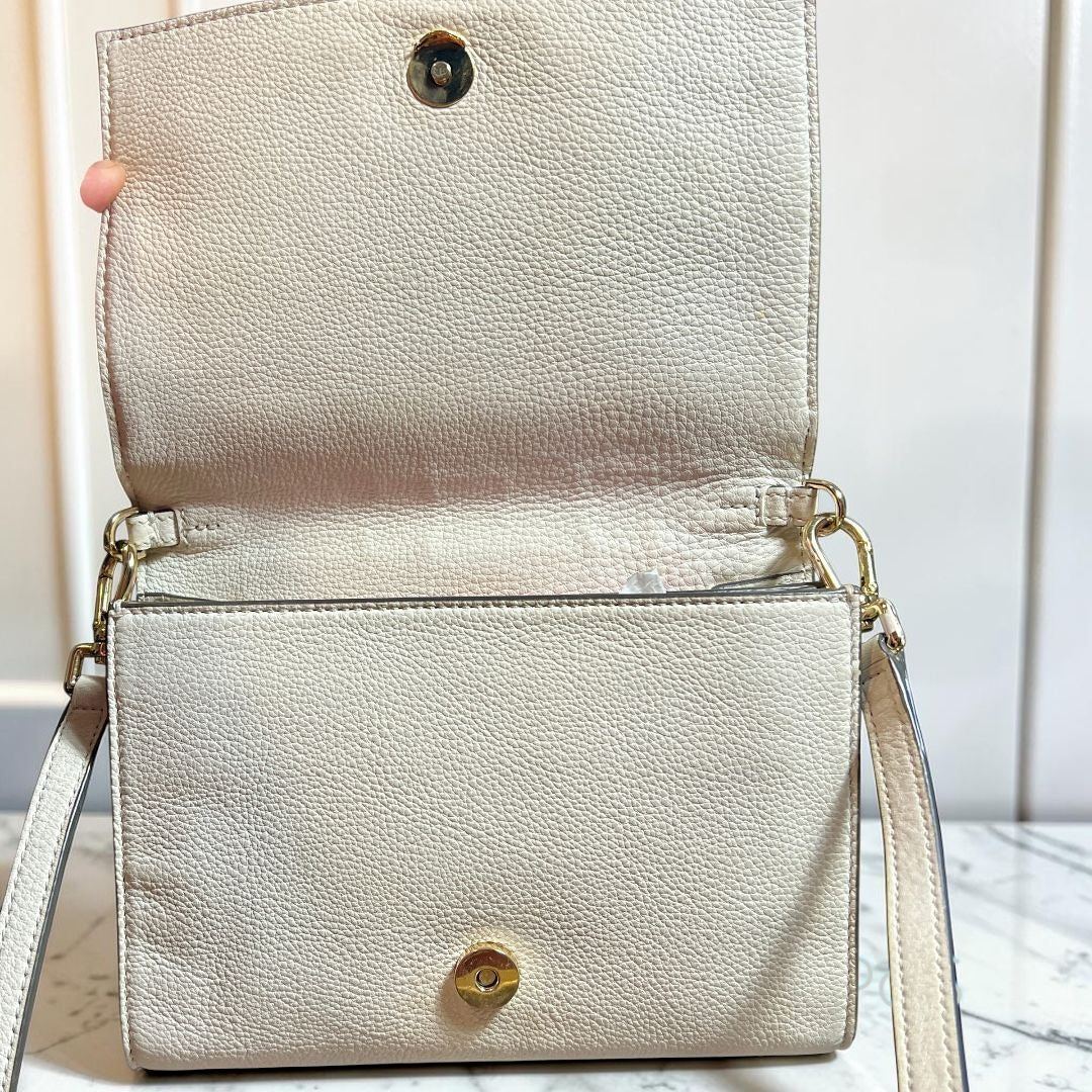 TORY BURCH WHITE LEATHER BOMBE SHOULDER BAG/CROSSBODY