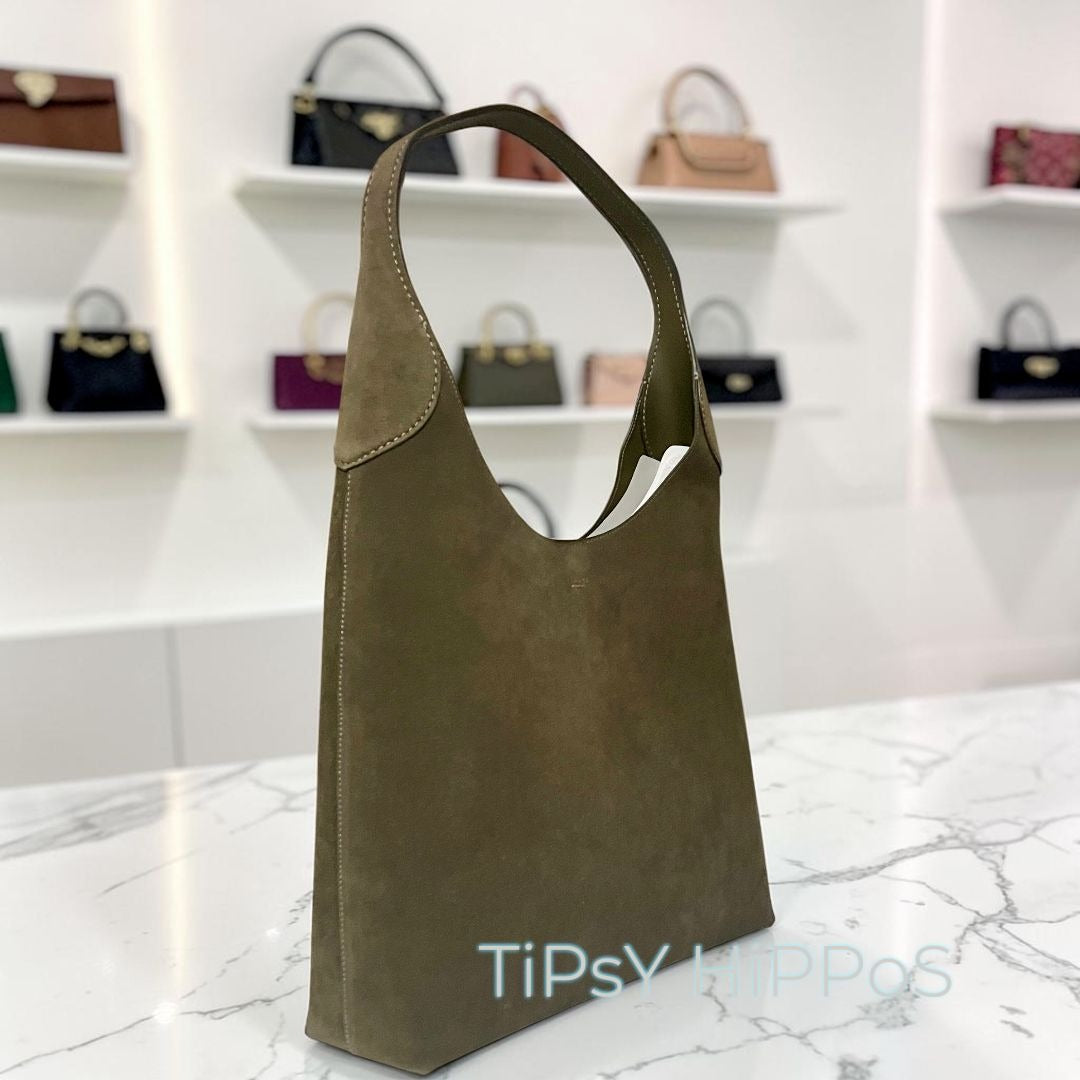 NEW WITH TAG AUTHENTIC COACH BROOKLYN 39 IN OLIVE GREEN SUEDE.      802D173P