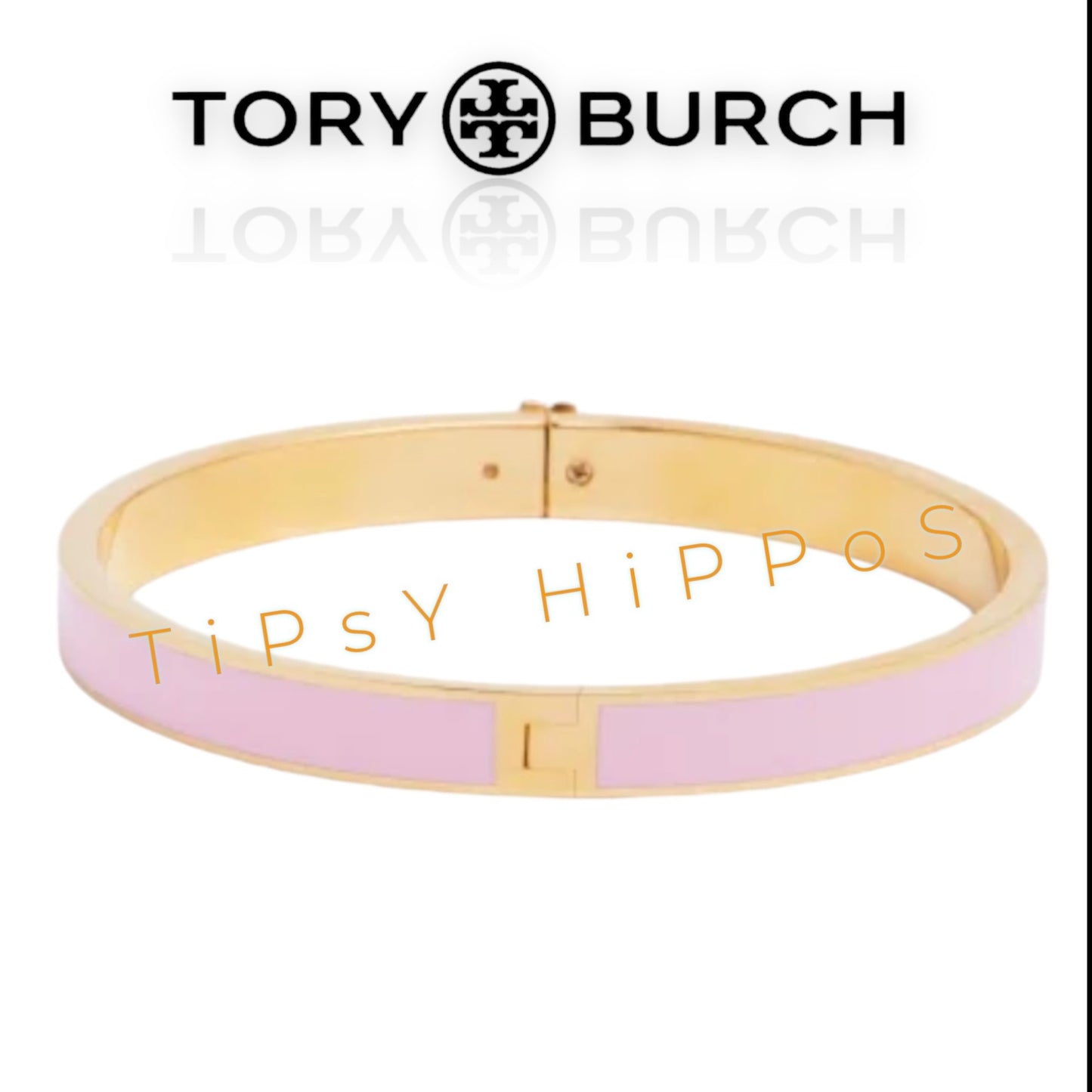 Tory Burch Pink Kira Hinged Bangle Bracelet