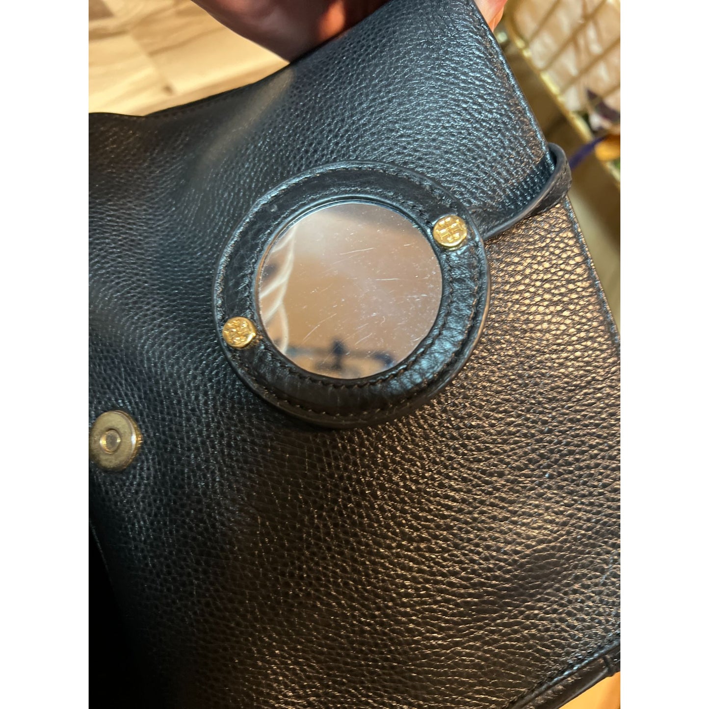 TORY BURCH BLACK LEATHER VINTAGE ROBINSON SHOULDER BAG WITH ADJUSTABLE STRAP