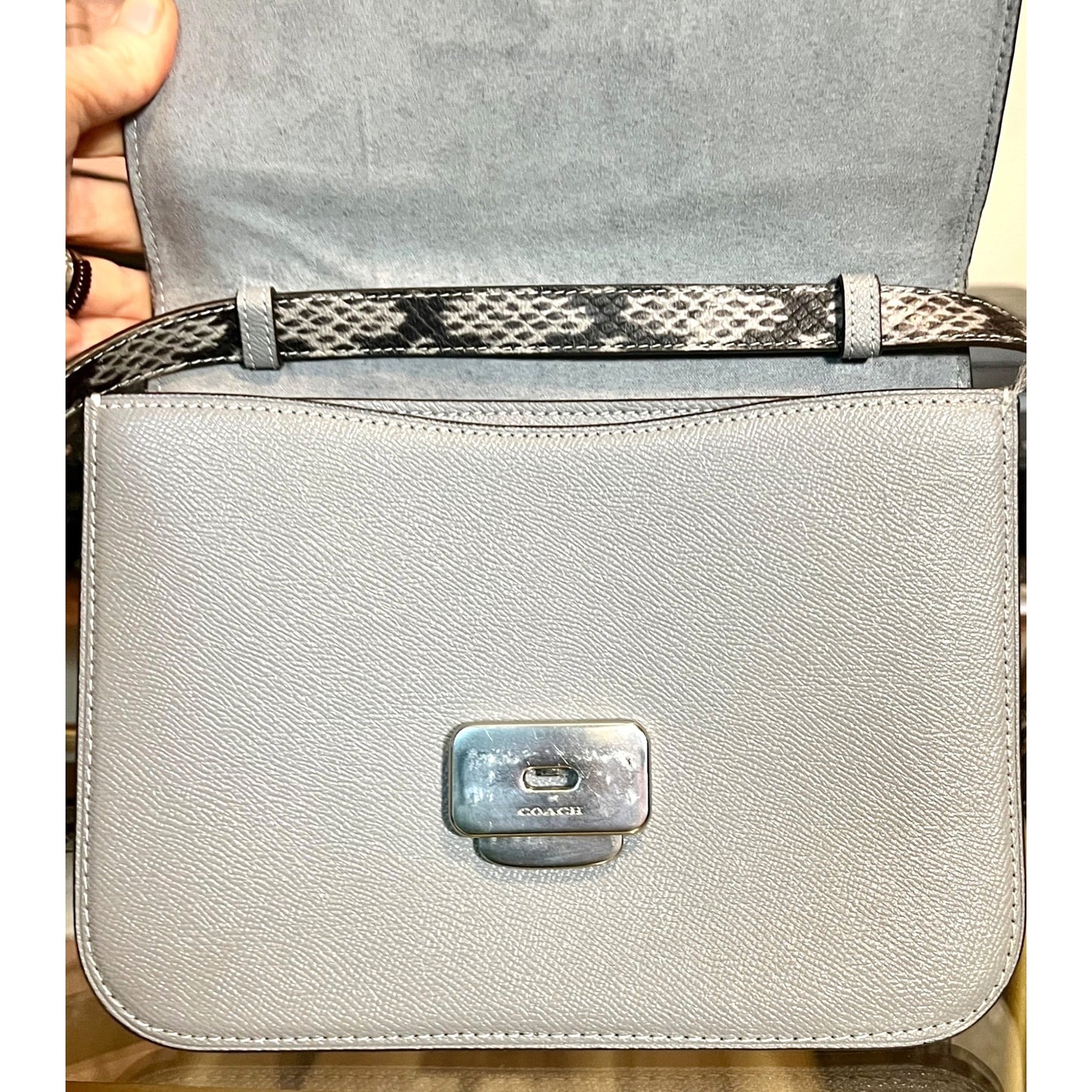 BEAUTIFUL!!  Coach Grey Brynn Shoulder Bag/Crossbody Bag with Matching Python Strap