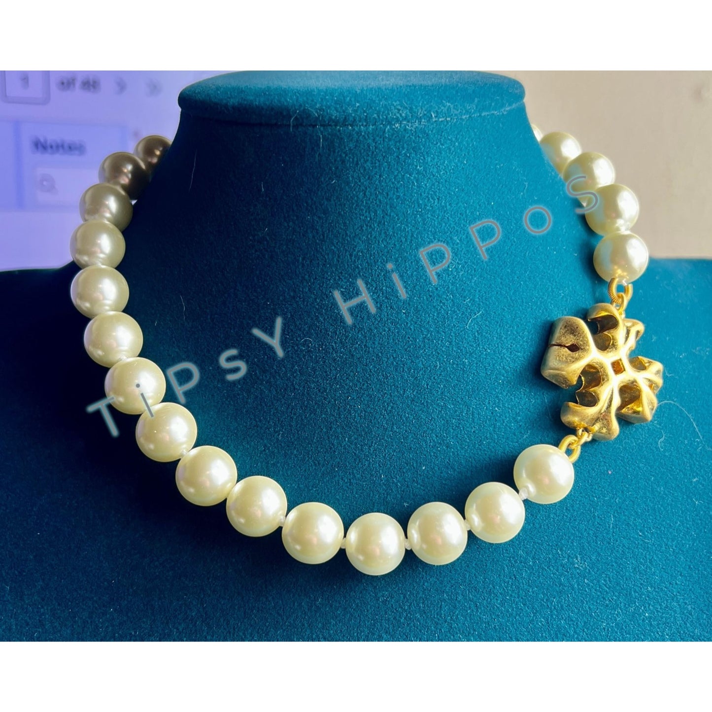 Tory Burch Roxanne Gold and Pearl Choaker Necklace
