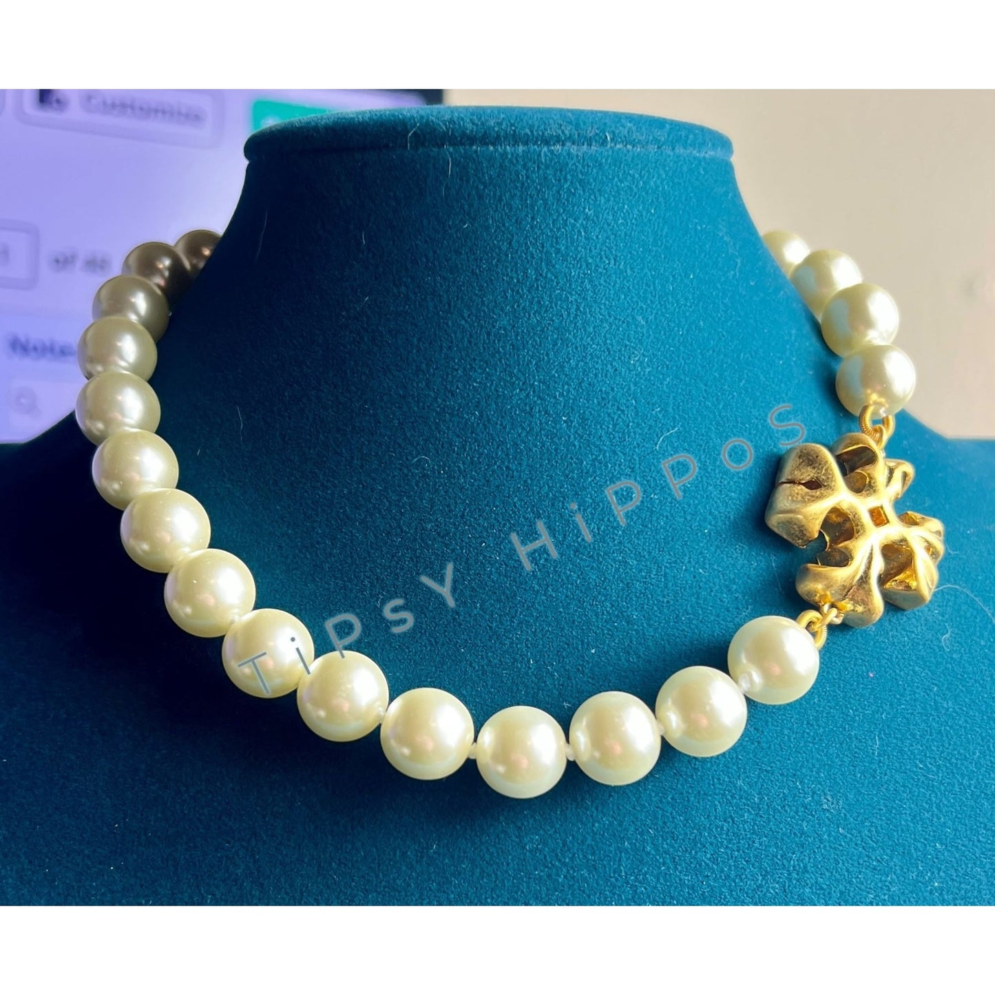 Tory Burch Roxanne Gold and Pearl Choaker Necklace