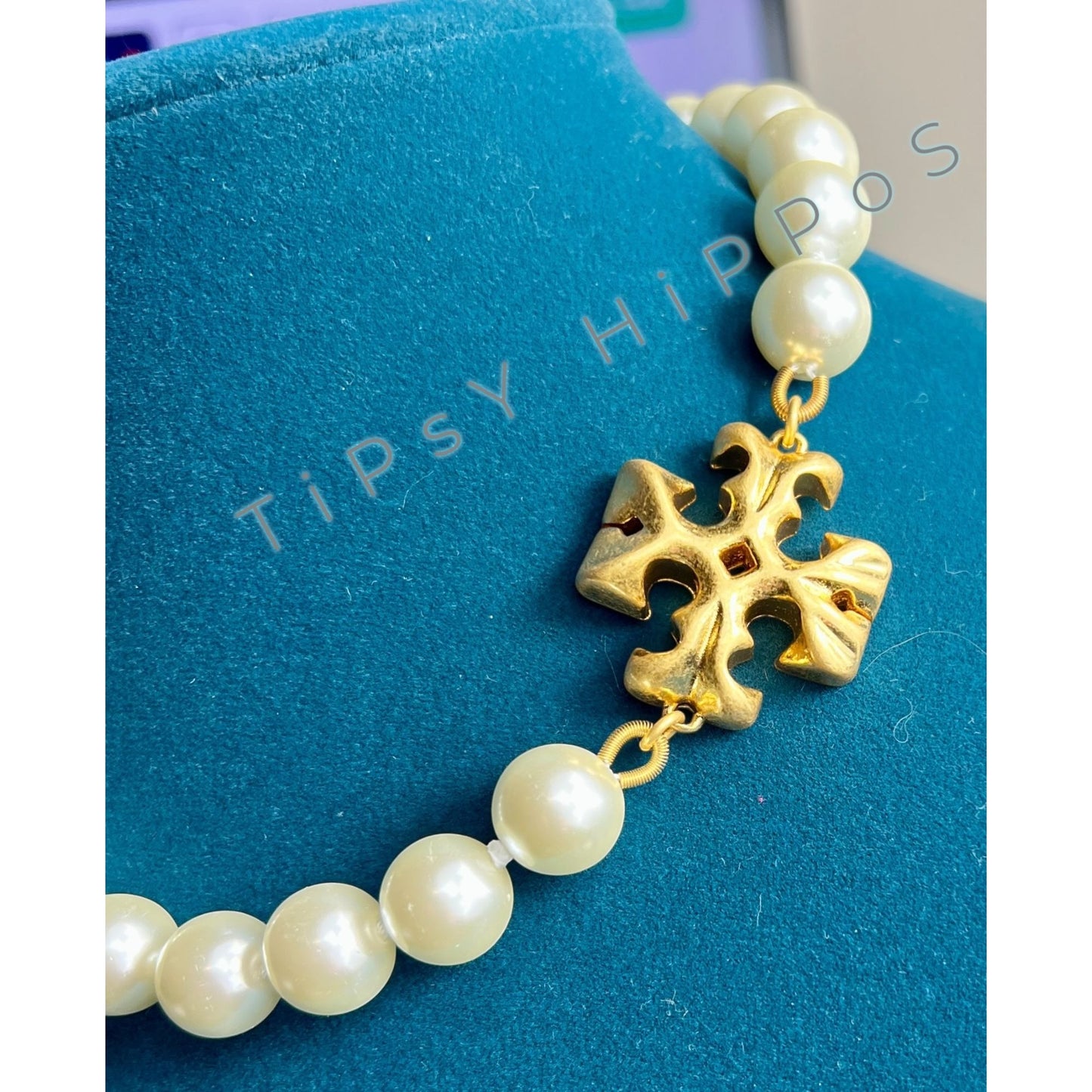 Tory Burch Roxanne Gold and Pearl Choaker Necklace