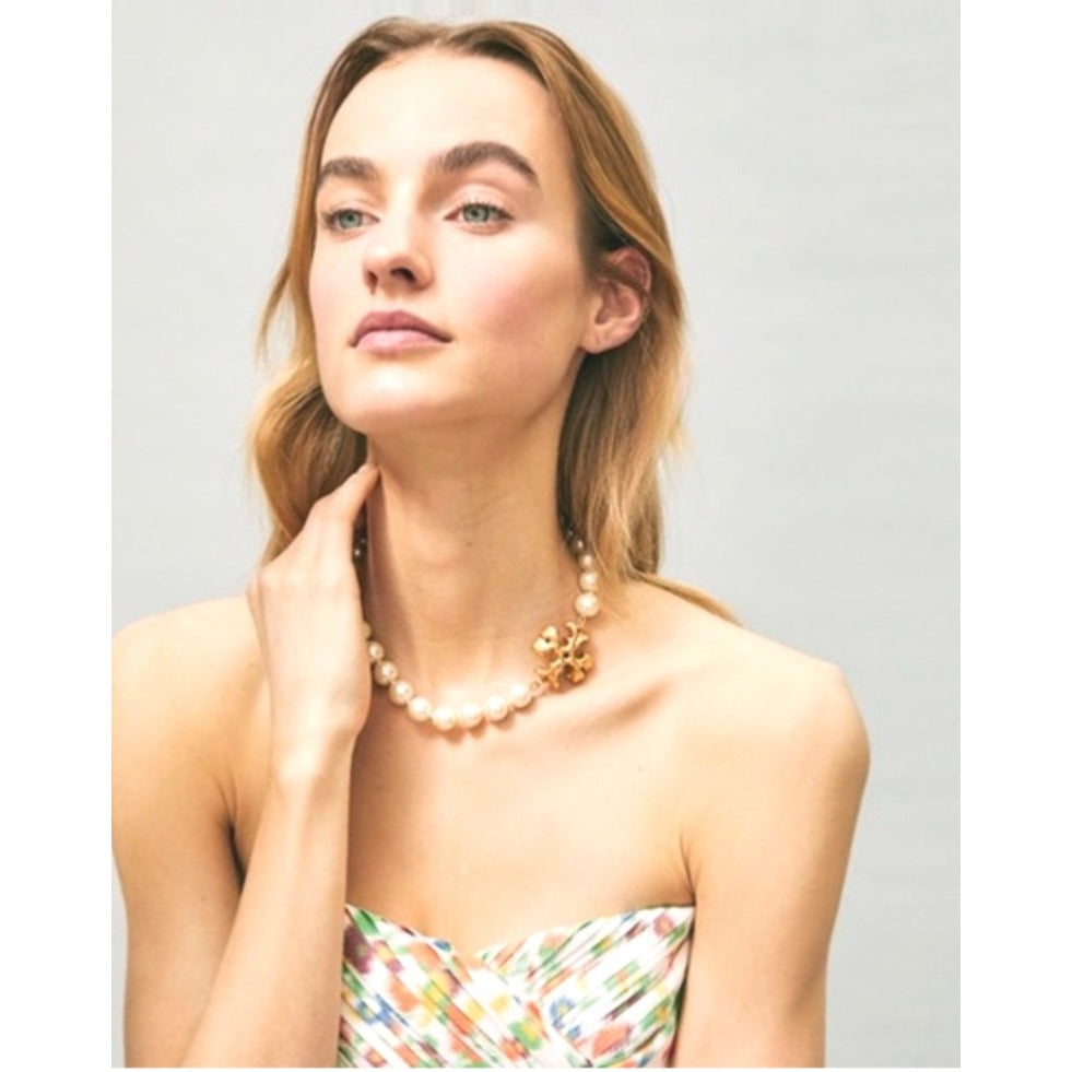Tory Burch Roxanne Pearl and Gold Necklace & Earring Set!!!