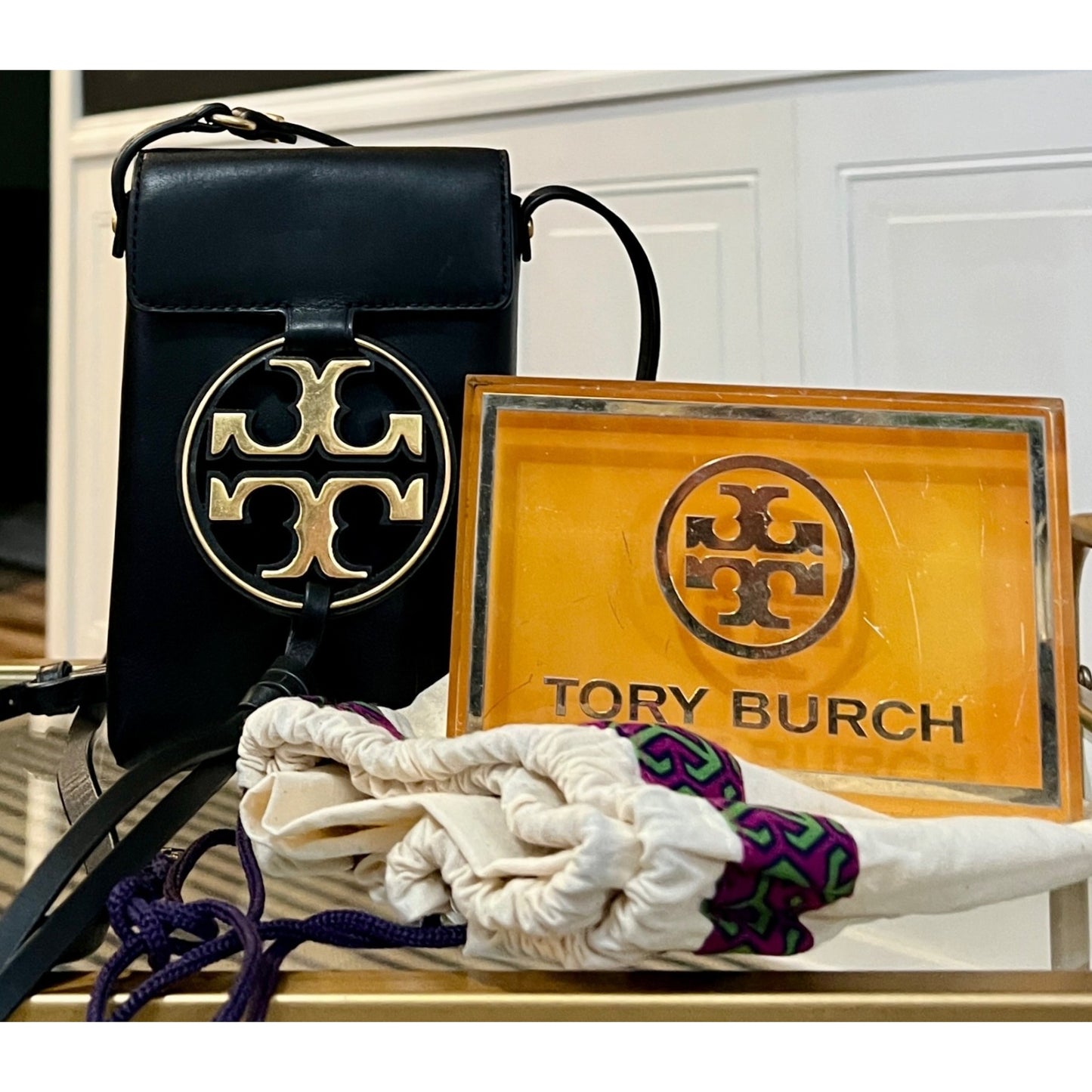 Tory Burch Black and Gold Miller Crossbody