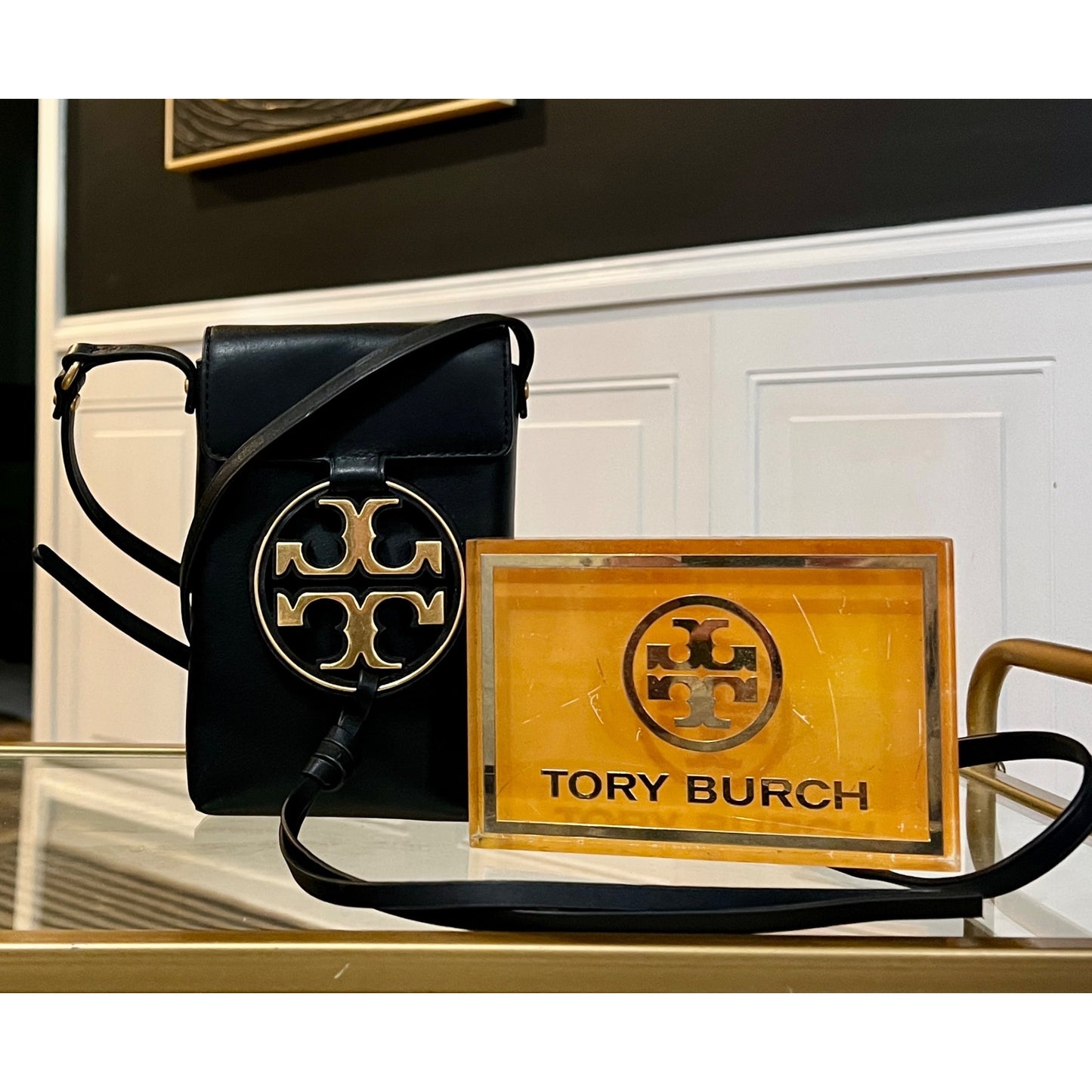 Tory Burch Black and Gold Miller Crossbody