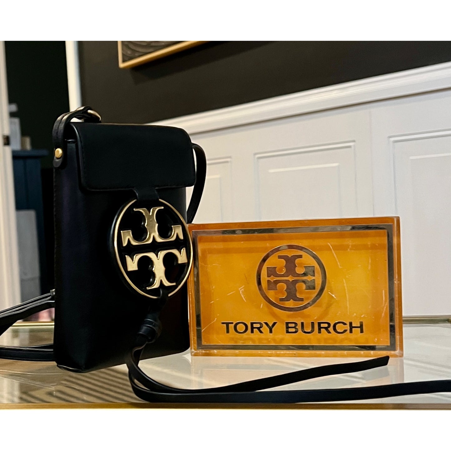 Tory Burch Black and Gold Miller Crossbody