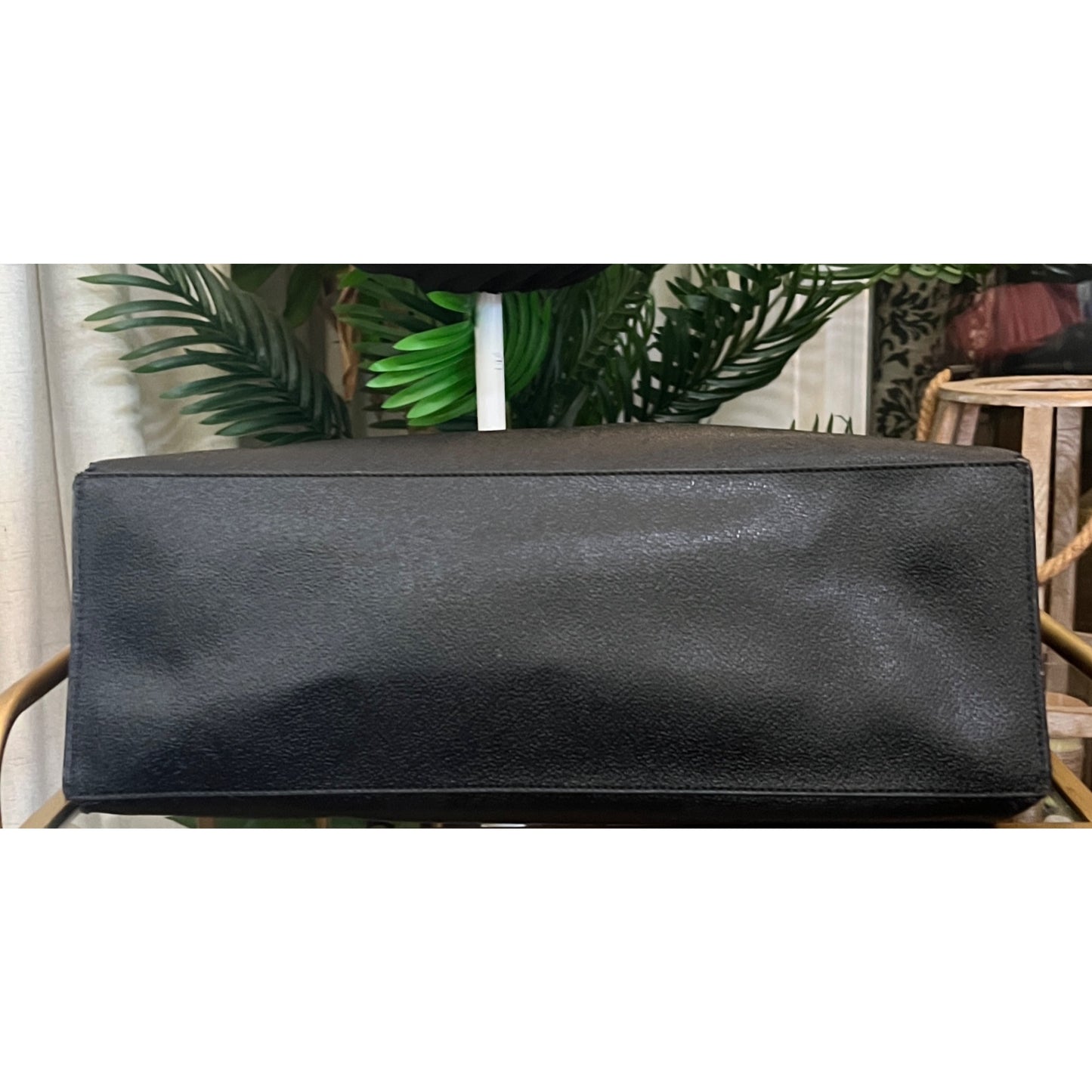 TORY BURCH BLACK STEFANO LEAHTER ROBINSON LARGE TOTE
