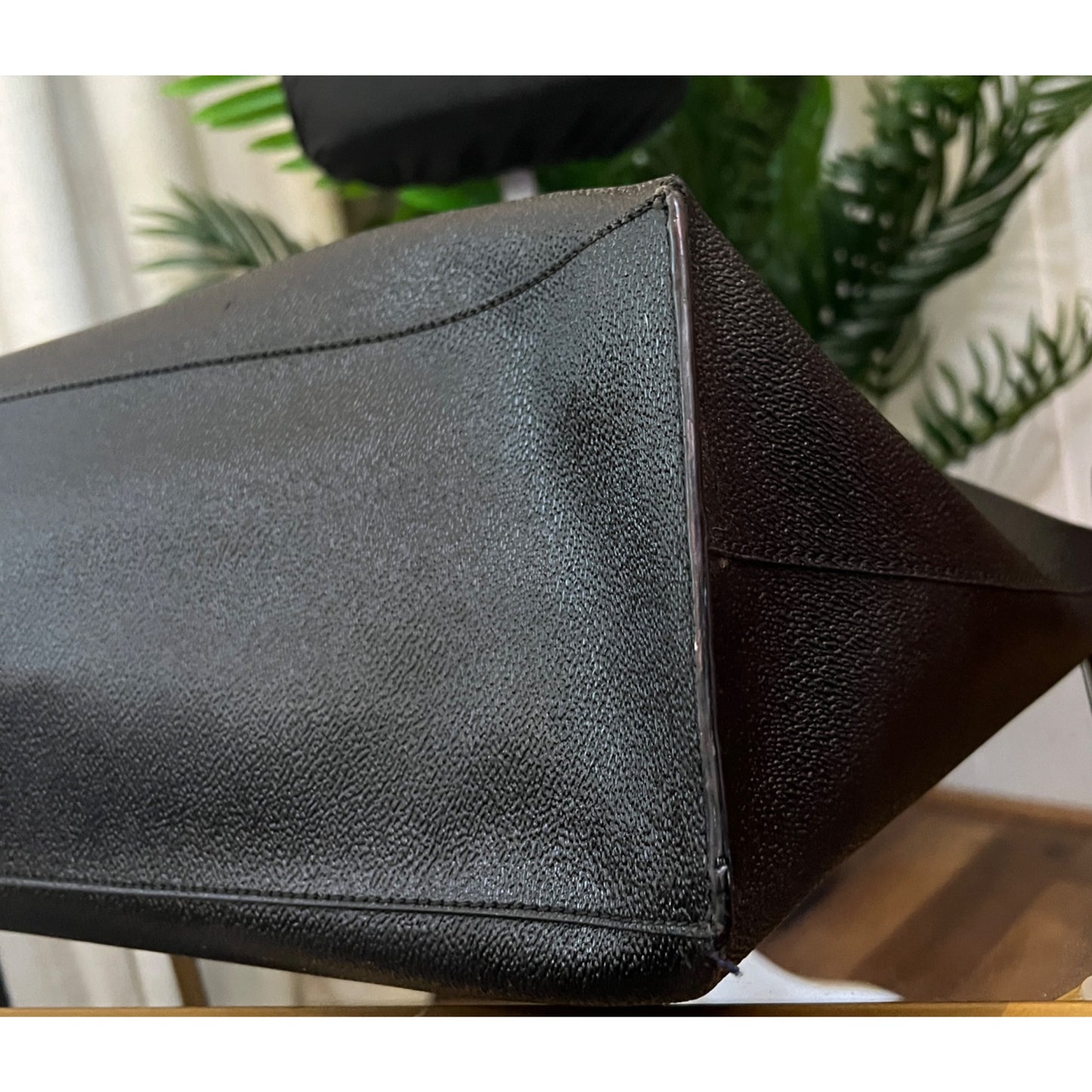 TORY BURCH BLACK STEFANO LEAHTER ROBINSON LARGE TOTE