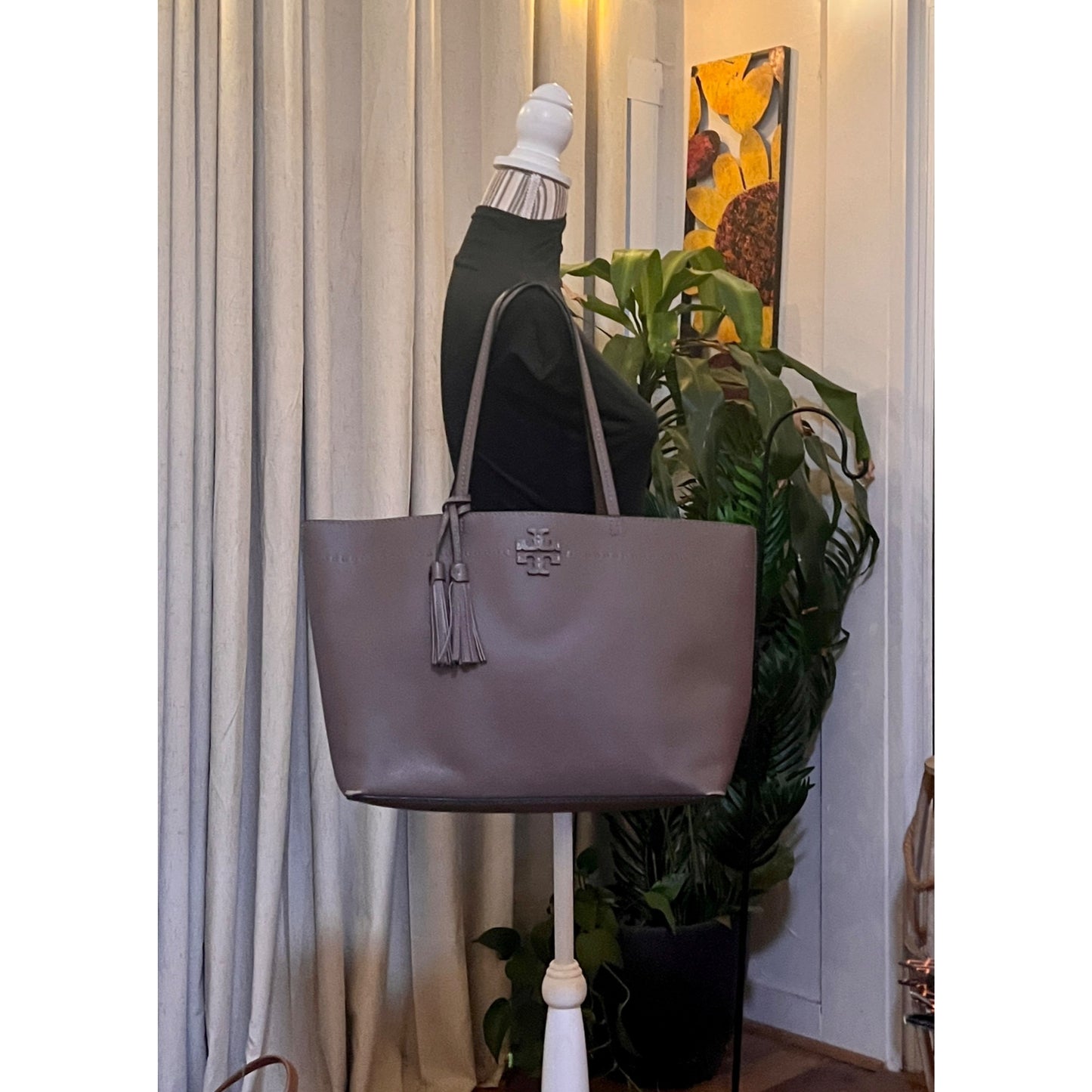 TORY BURCH TAUPE MCGRAW SHOULDER BAG