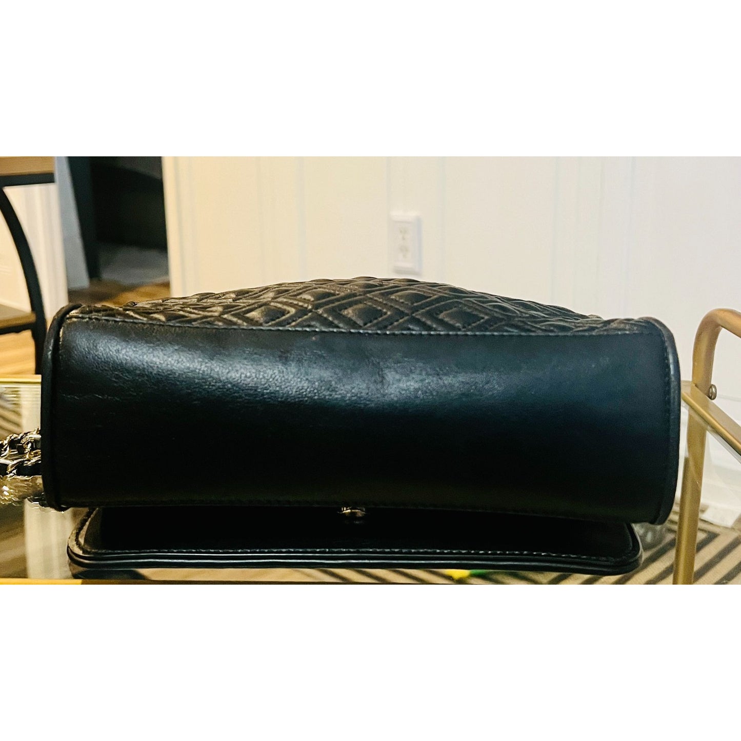 Black Quilted Leather Tory Burch Fleming Convertible Bag