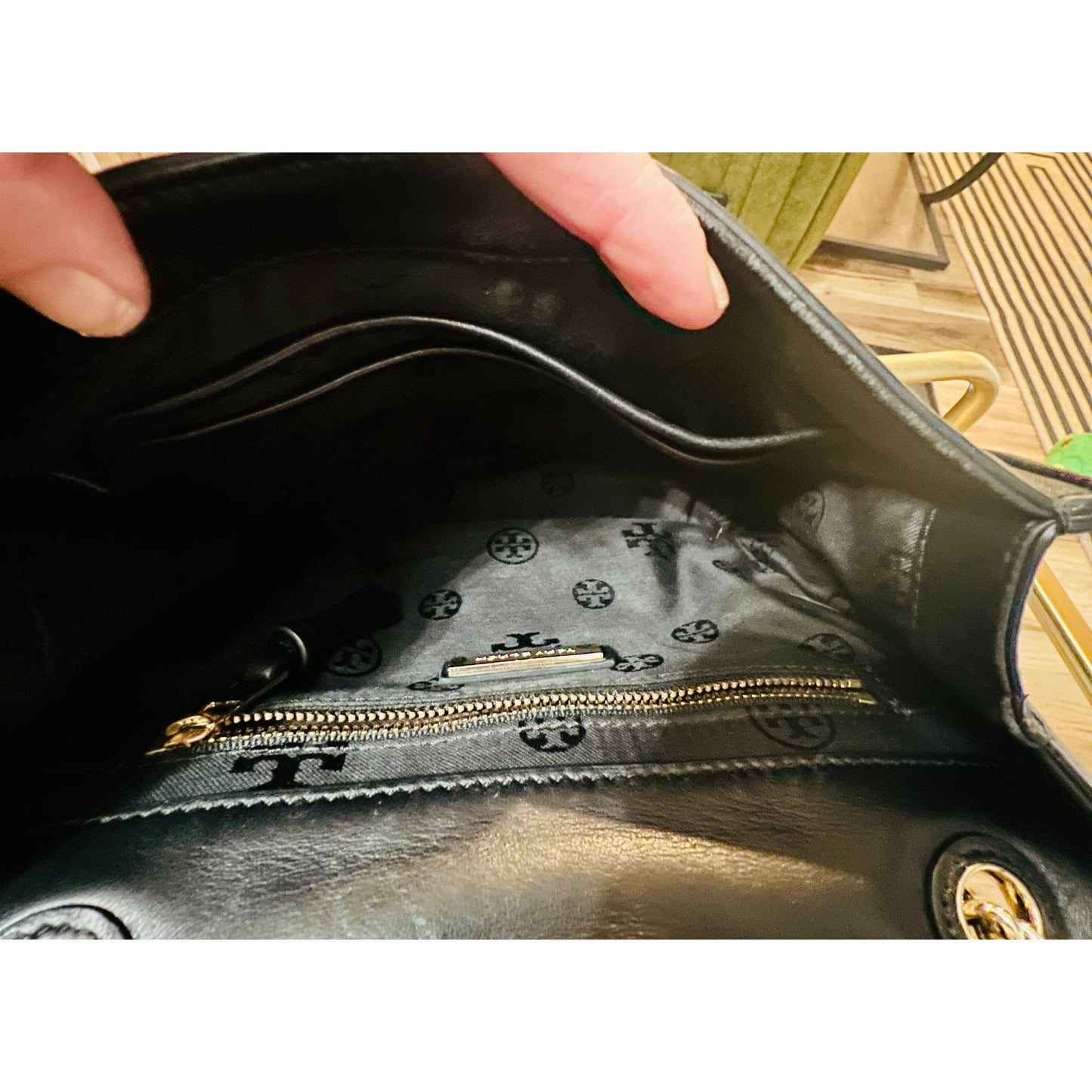 Black Quilted Leather Tory Burch Fleming Convertible Bag
