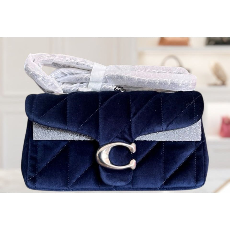 NEW WITH TAGS!! SOLD OUT!  AUTHENTIC Coach Blue Velvet Quilted Tabby 20.  (807A240P)