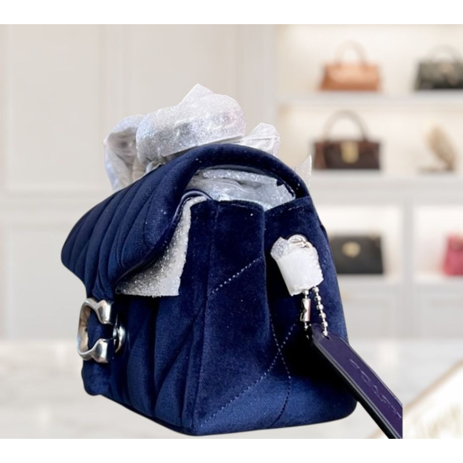 NEW WITH TAGS!! SOLD OUT!  AUTHENTIC Coach Blue Velvet Quilted Tabby 20.  (807A240P)