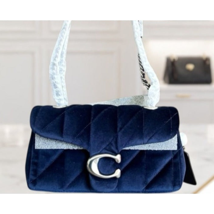 NEW WITH TAGS!! SOLD OUT!  AUTHENTIC Coach Blue Velvet Quilted Tabby 20.  (807A240P)