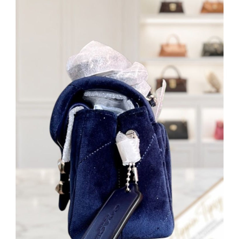 NEW WITH TAGS!! SOLD OUT!  AUTHENTIC Coach Blue Velvet Quilted Tabby 20.  (807A240P)