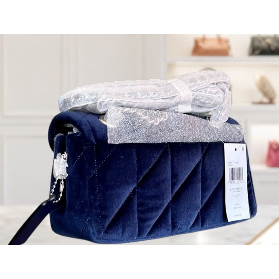 NEW WITH TAGS!! SOLD OUT!  AUTHENTIC Coach Blue Velvet Quilted Tabby 20.  (807A240P)