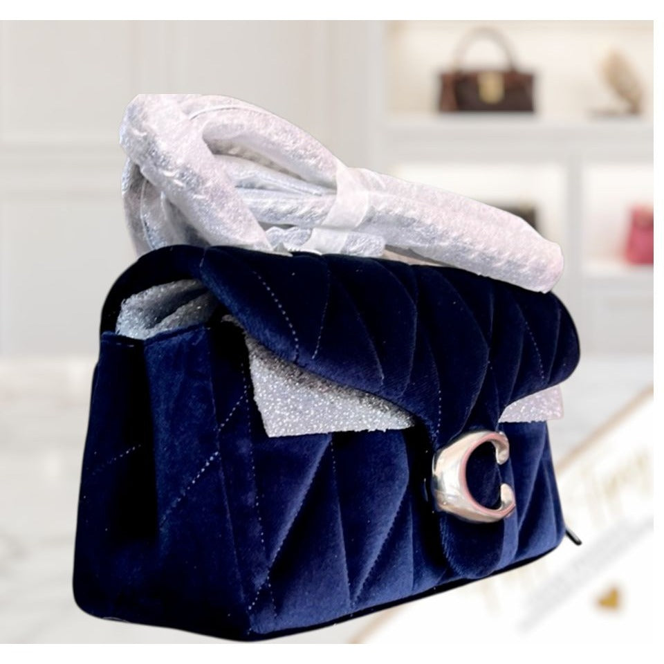 NEW WITH TAGS!! SOLD OUT!  AUTHENTIC Coach Blue Velvet Quilted Tabby 20.  (807A240P)