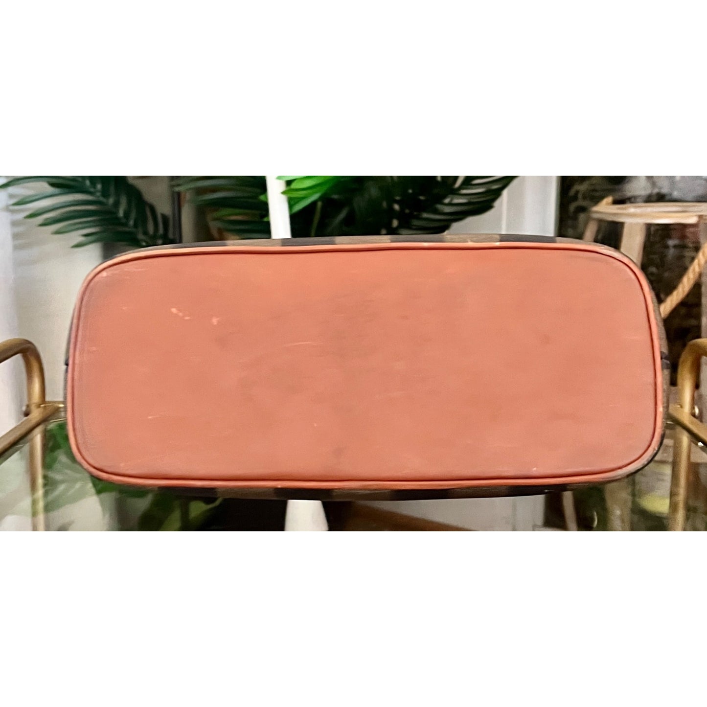 Vintage Fendi Zucca Striped Canvas & Leather Handbag