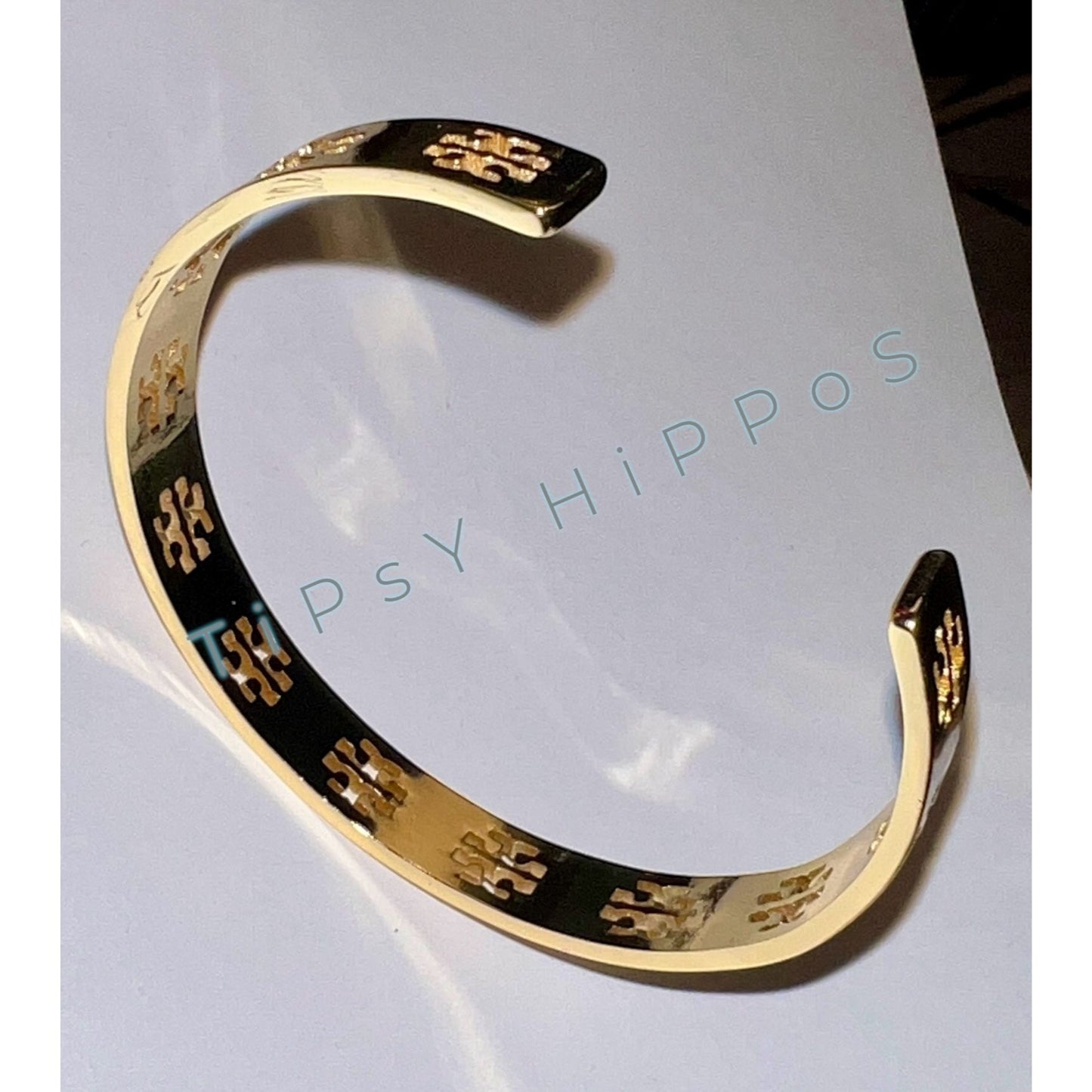 NEW! TORY BURCH Gold Pierced Logo Cuff Bracelet
