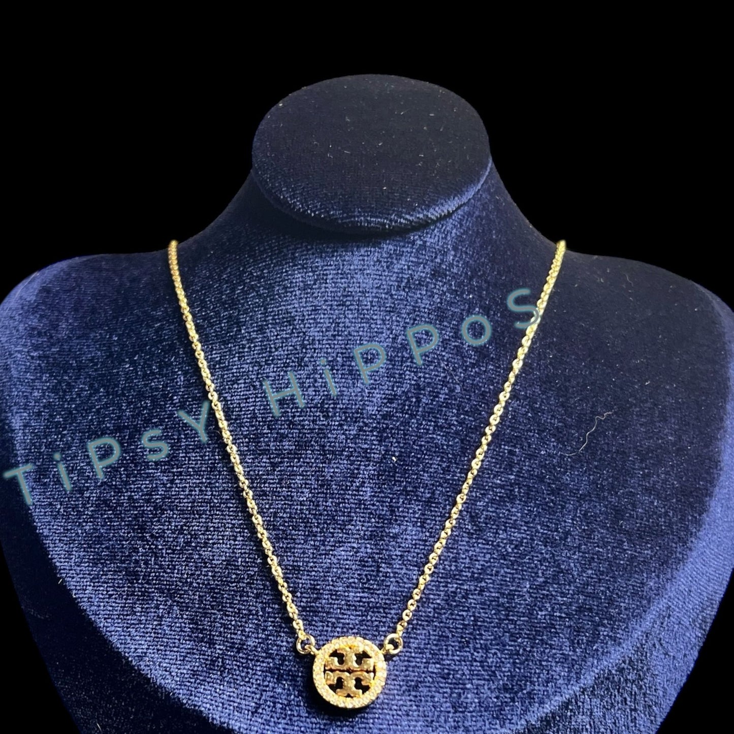 NEW!  Beautiful Tory Burch Gold Miller Crystal Pave Necklace