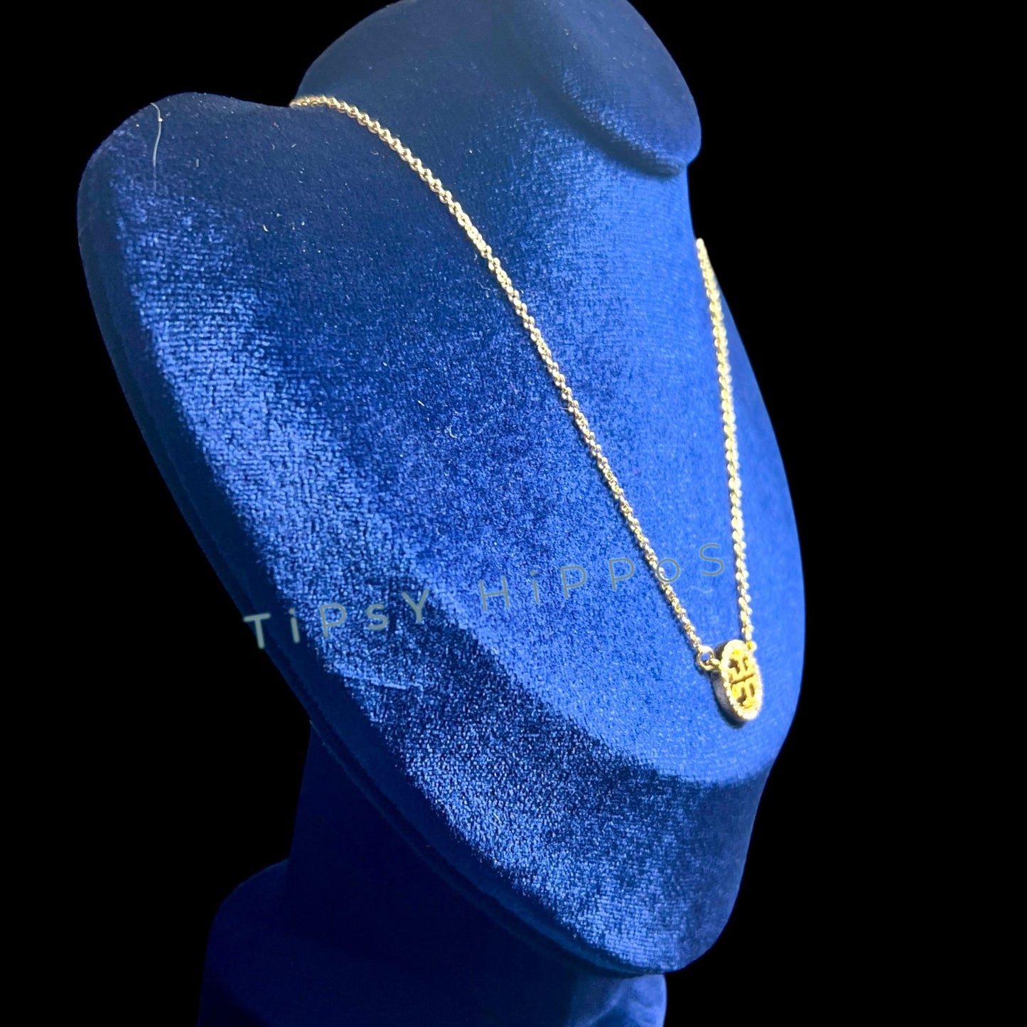 NEW!  Beautiful Tory Burch Gold Miller Crystal Pave Necklace