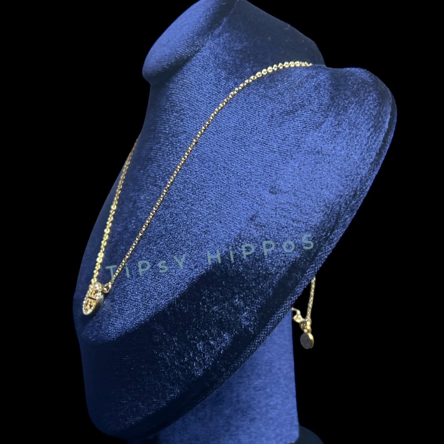 NEW!  Beautiful Tory Burch Gold Miller Crystal Pave Necklace